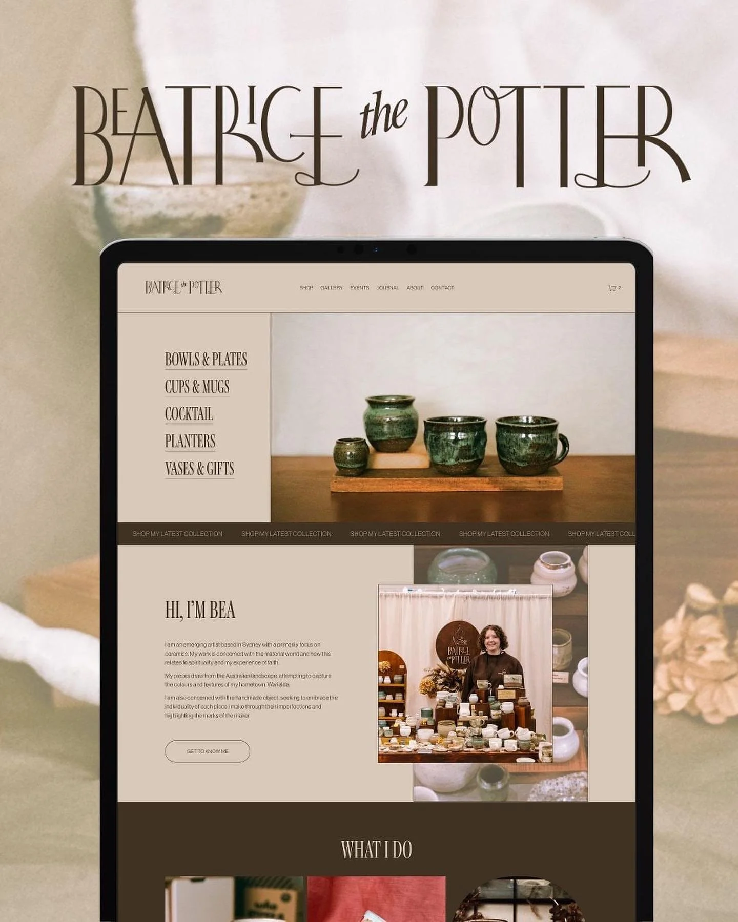 So so so excited to launch my new website, live now at beatricethepotter.com.au 

I&rsquo;ve been working on this with my friend Abi over at @togglestudio for a while and I&rsquo;m so proud to have a website that functions perfectly &amp; looks beaut