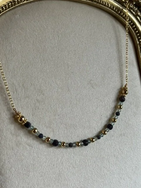 Mini Chocker- Labradorite and Obsidian