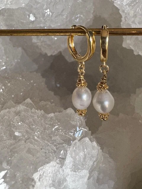 Pearl Huggie Earrings
