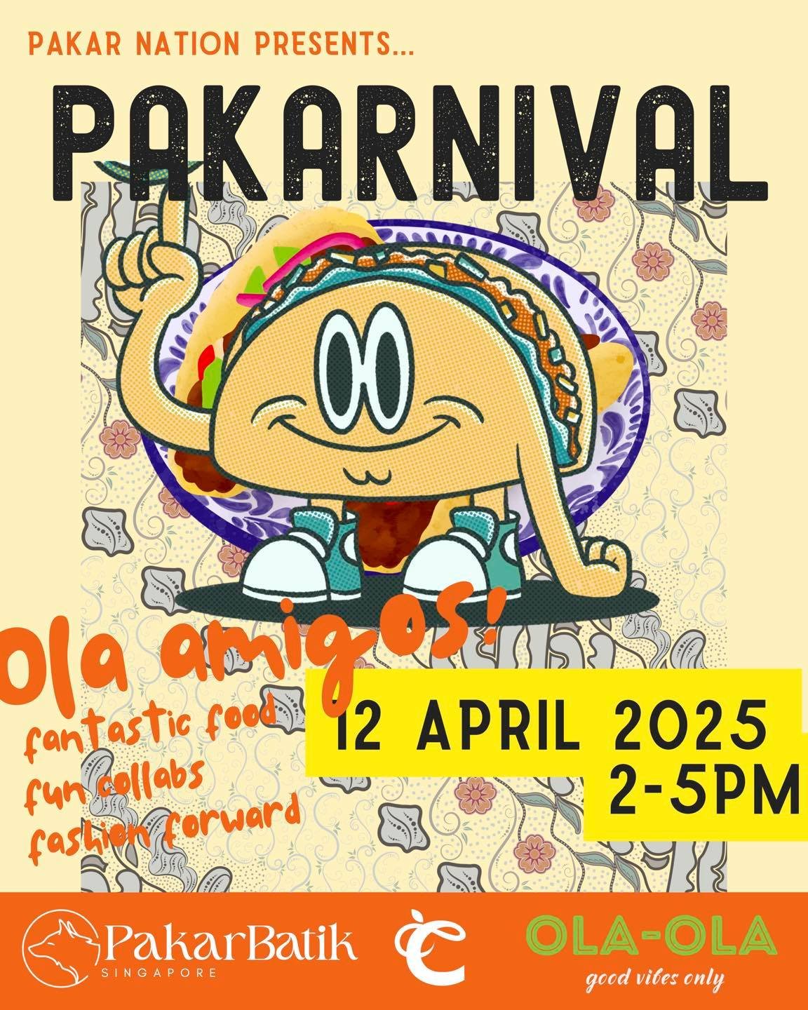 🎉 PAKARNIVAL at OLA-OLA 🎉
A Saturday full of good food, cool vibes &amp; awesome people &mdash; and you&rsquo;re invited!

Come join us for a vibrant afternoon at the Pakar-nival&mdash;a playful pop-up carnival by Pakar Nation, created to bring our