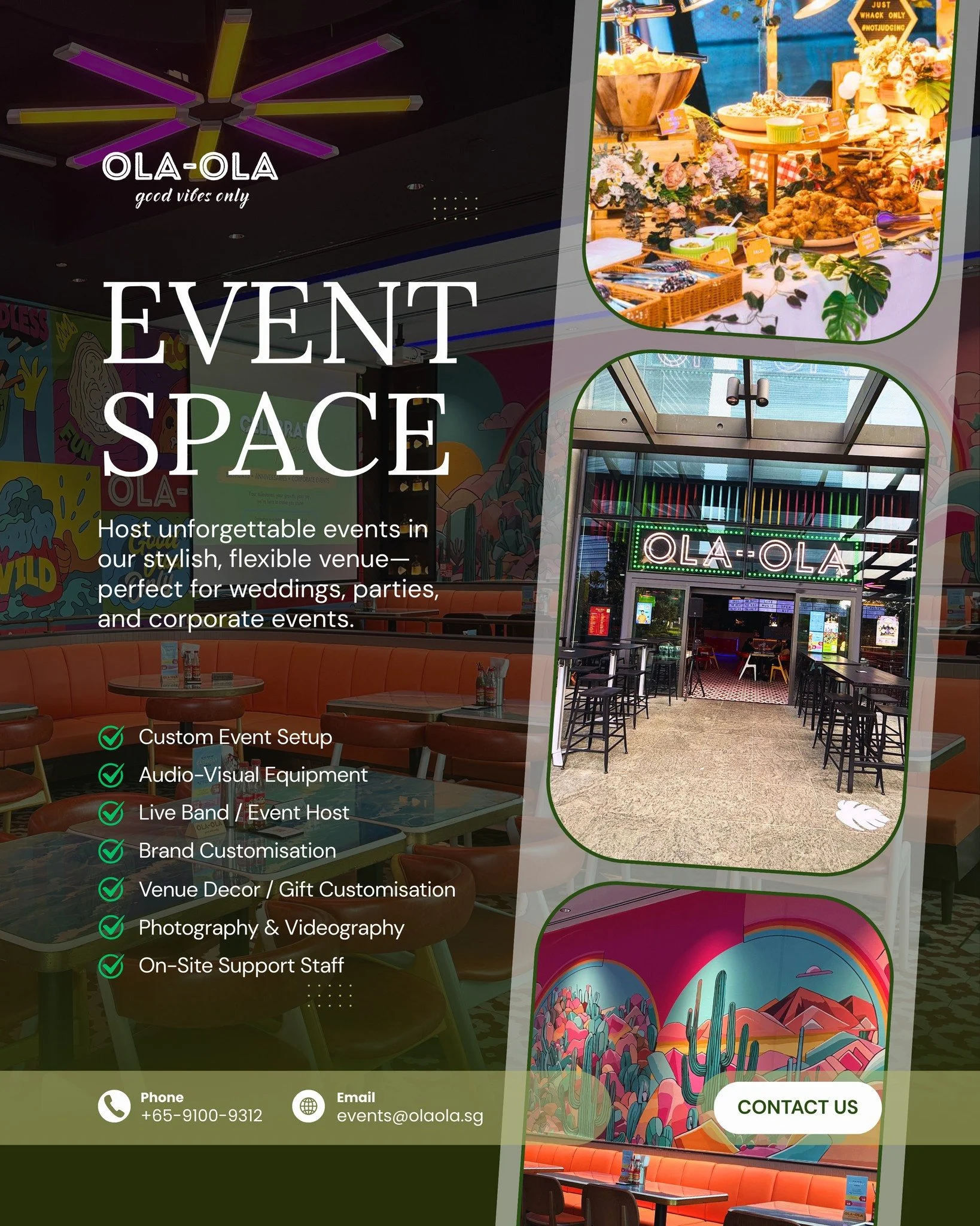 🎊 Hosting an event to end 2025 on a high note? Save this post. 📌

From weddings &amp; birthdays to corporate gatherings &mdash; Ola-Ola is Singapore&rsquo;s bold new space for unforgettable memories 🌟

🥂 One venue. Endless vibes.
📩 DM us to star