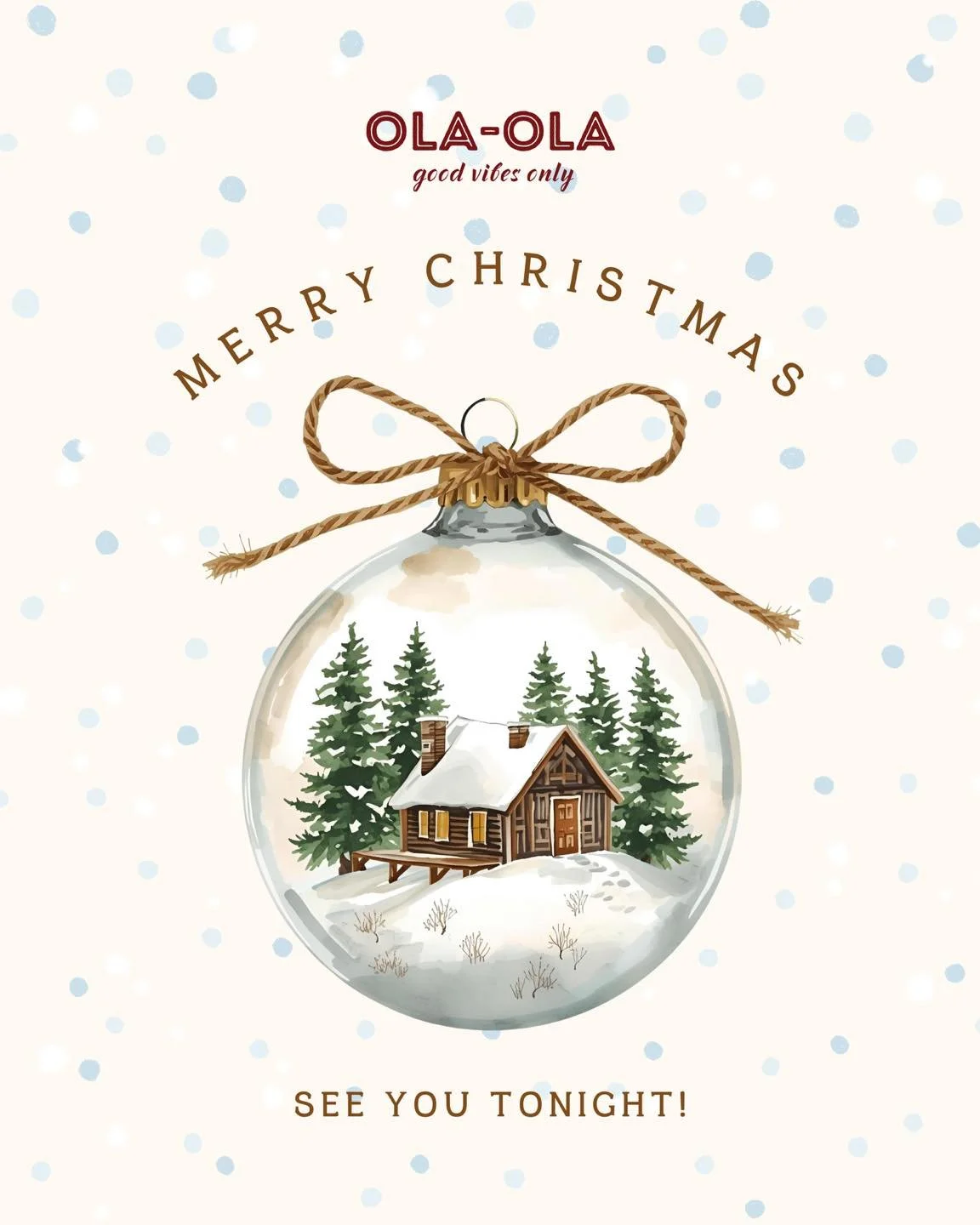 🎄✨ It&rsquo;s CHRISTMAS DAY and the party starts TONIGHT at Ola-Ola! ✨🎄
Snowy vibes, festive cheer, great food &mdash; and a Christmas party your whole family will love ❤️

🎈 Balloon sculpting
🎨 Face painting
🎩 Magic show for the little ones

⏰ 