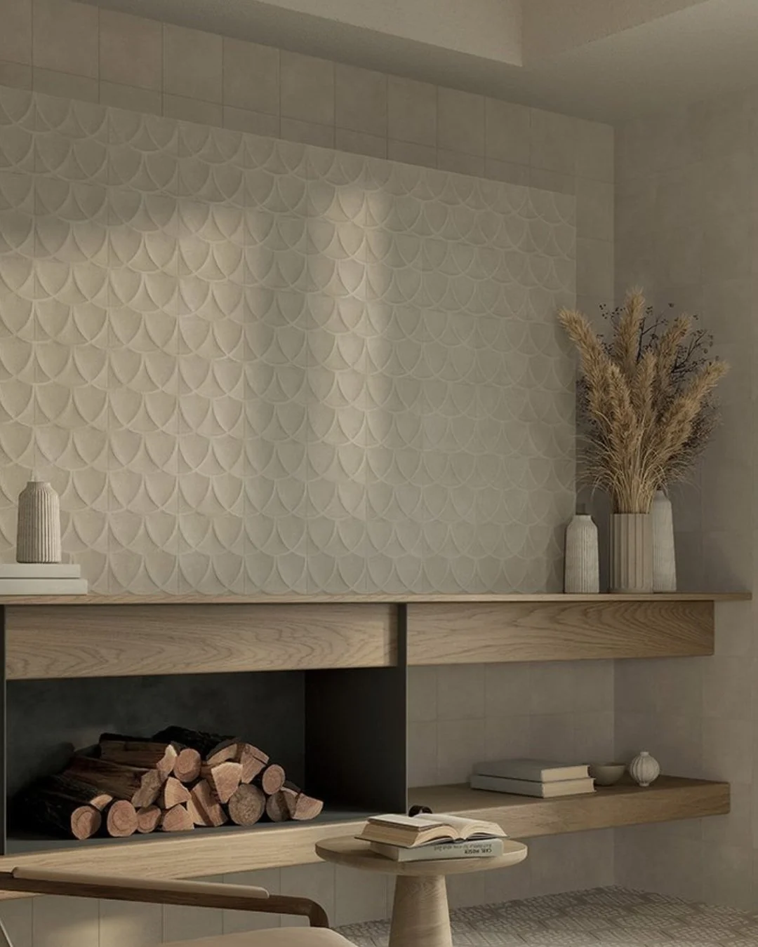 Textured tiles have the power to completely transform a space through light and shadow, depth, and gentle movement.

Sculptural ceramic tiles bring a calming sense of rhythm to interiors. As light moves across their surface, their changing appearance
