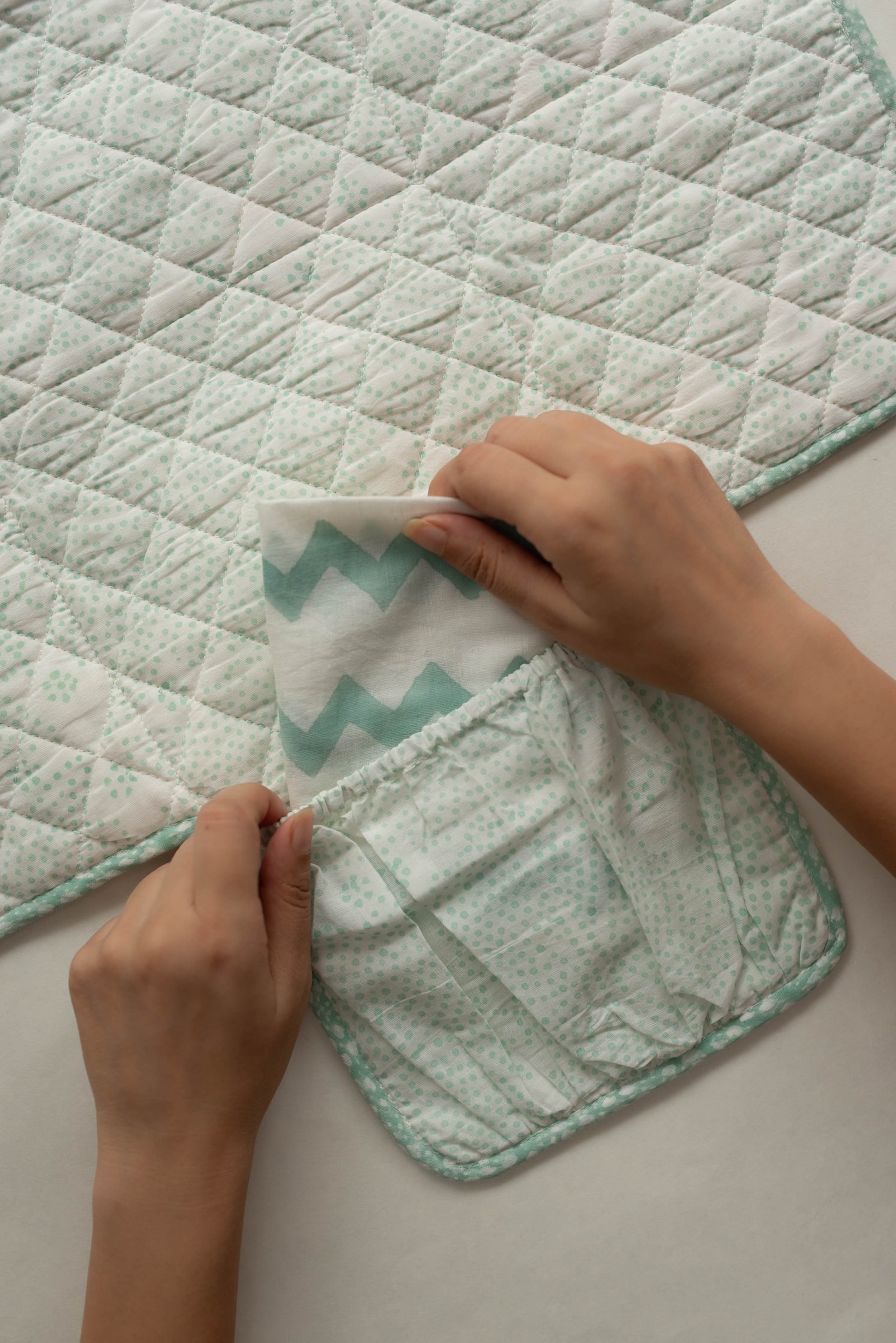 Raamae Block Printed Travel Changing Mat_Powder Blue_Moana_5.jpeg
