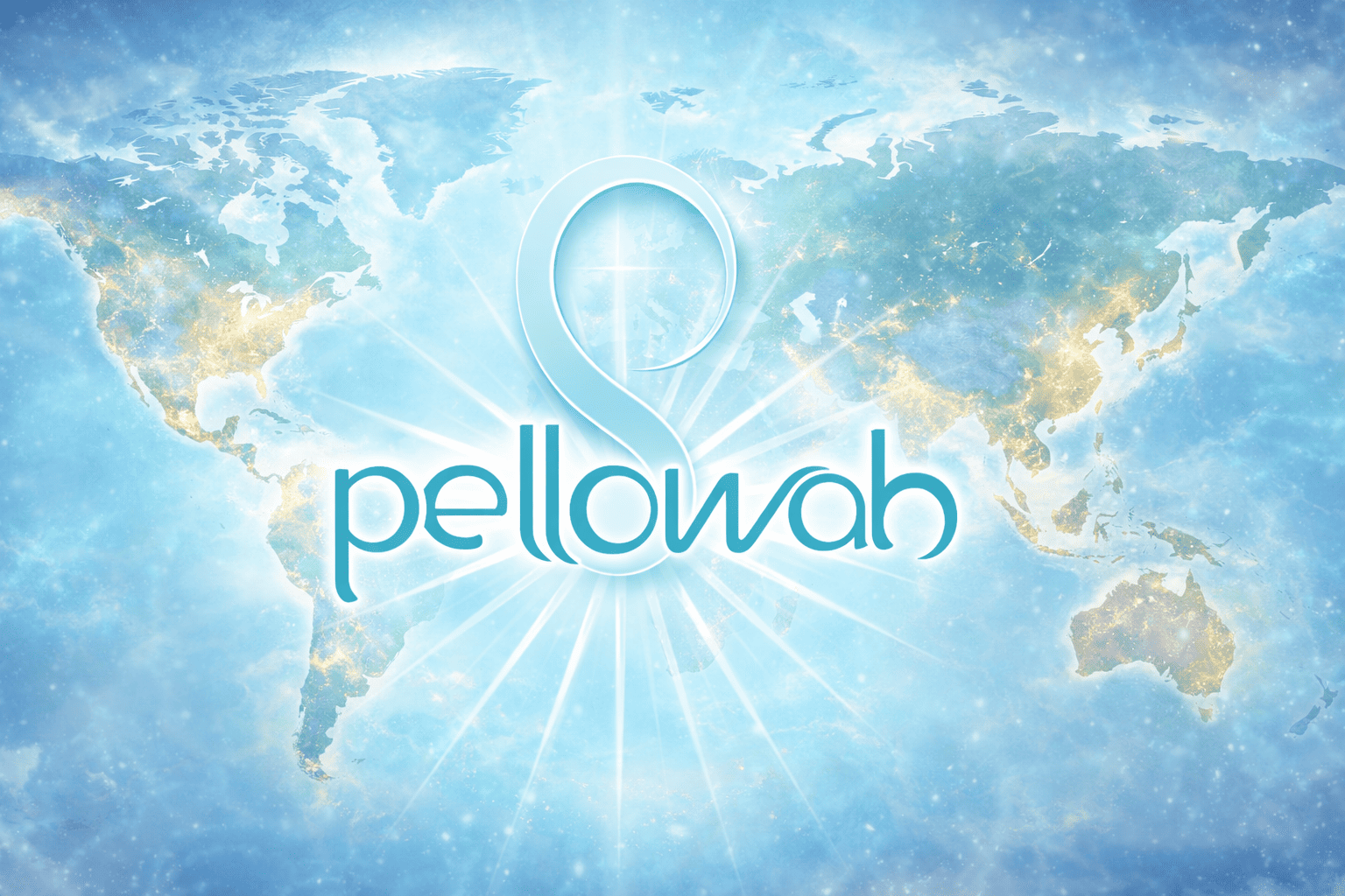 A map of the world the Pellowah Healing Technique Logo overlaid