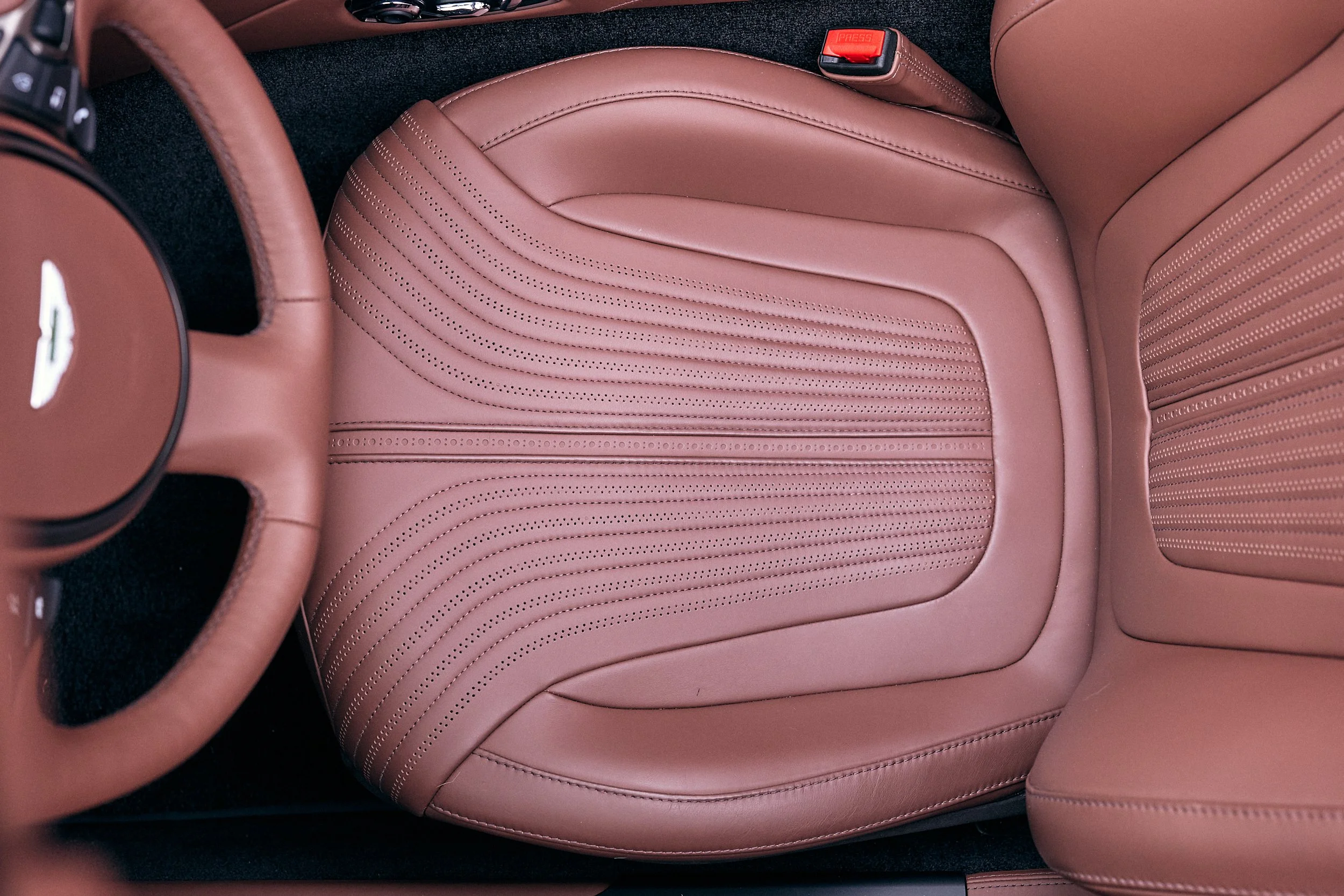 Close-up of an Aston Martin Vanquish Volante interior