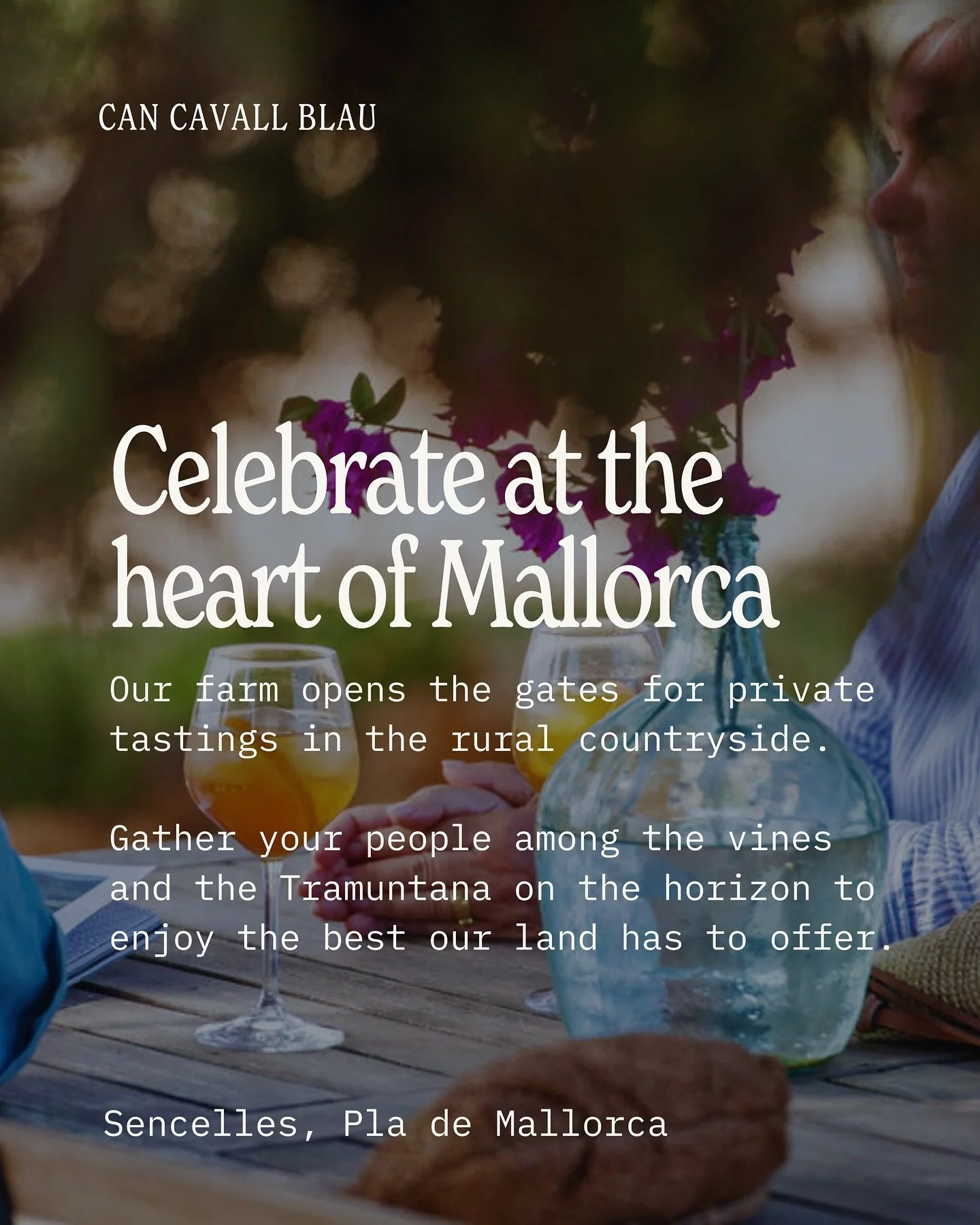 Celebrate life moments in the heart of rural Mallorca 🍊

Our farm is open for private tastings. If you&rsquo;d like to plan one, drop us a note at 💌info@cancavallblau.com.

&mdash;&mdash;&mdash;

Celebra los momentos de la vida en el coraz&oacute;n