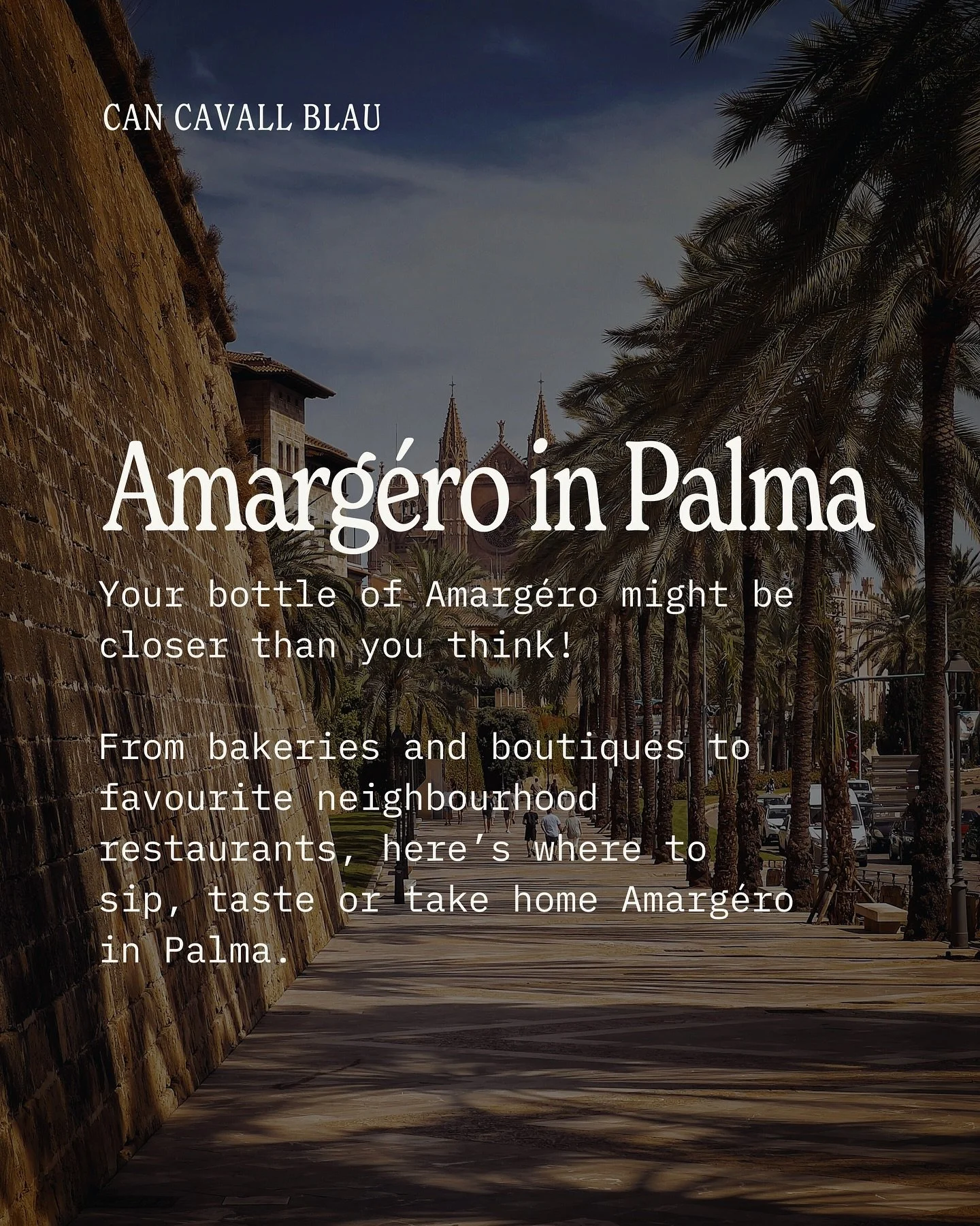 Palma, meet Amarg&eacute;ro 🍊

You&rsquo;ll now find our aperitif around the city from market mornings and bakery stops to pizza nights, wine bars and tapas tables.

A few of our favourite spots to sip, shop or take a bottle home:
 🍊 @ucobakery  🍊
