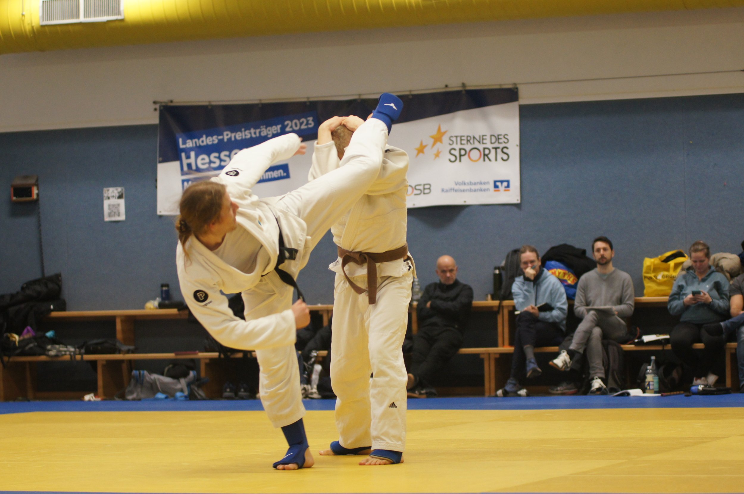 Mitja Manschitz mit einem Halbkreisfußtritt rückwärts