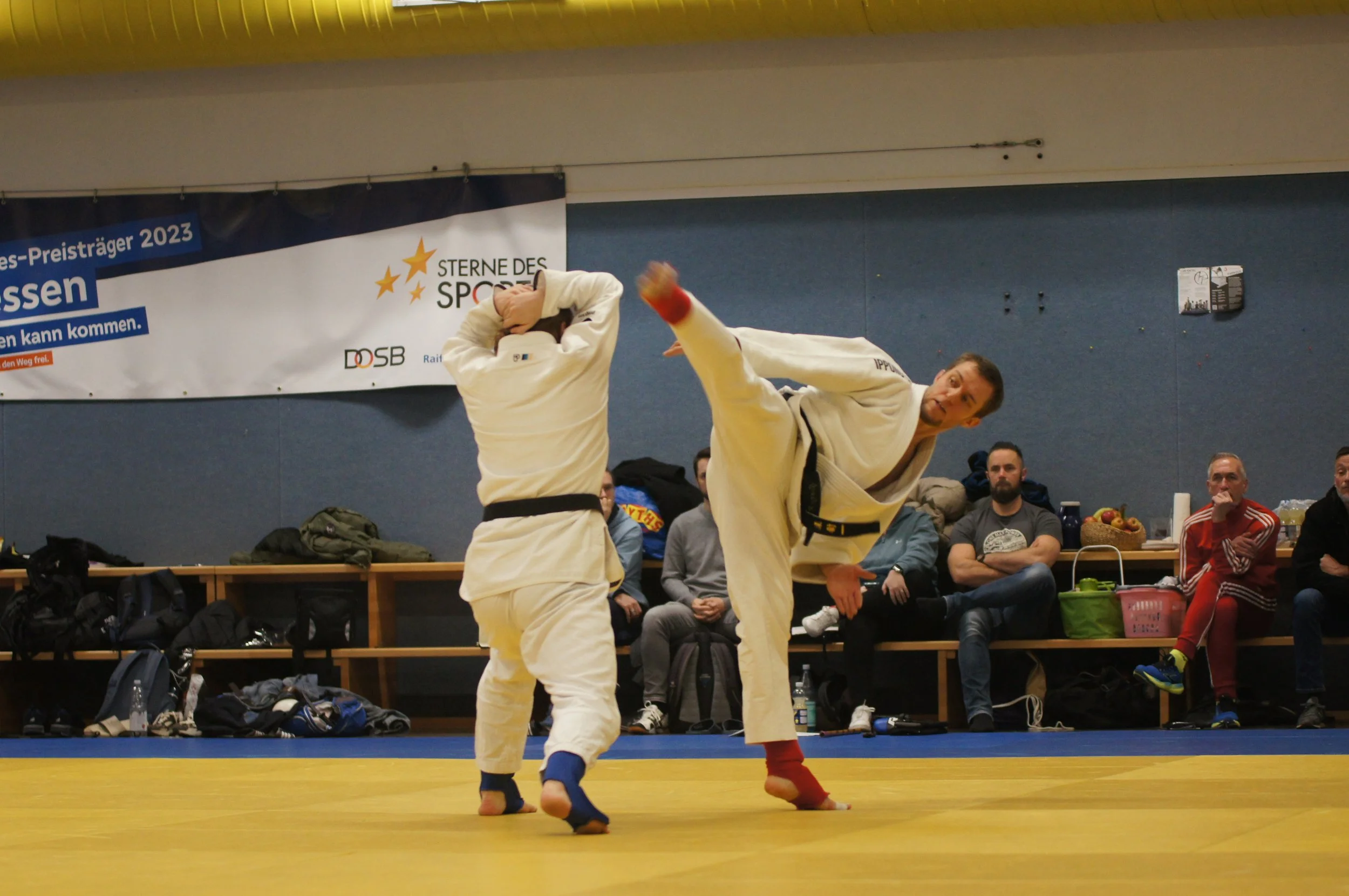 Georg Keßler mit einem Halbkreisfußtritt rückwärts