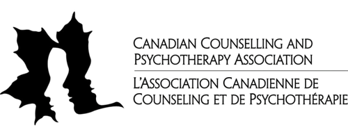 Logo of the Canadian Counseling and Psychotherapy Association, featuring a black maple leaf overlayed with silhouetted face profiles.