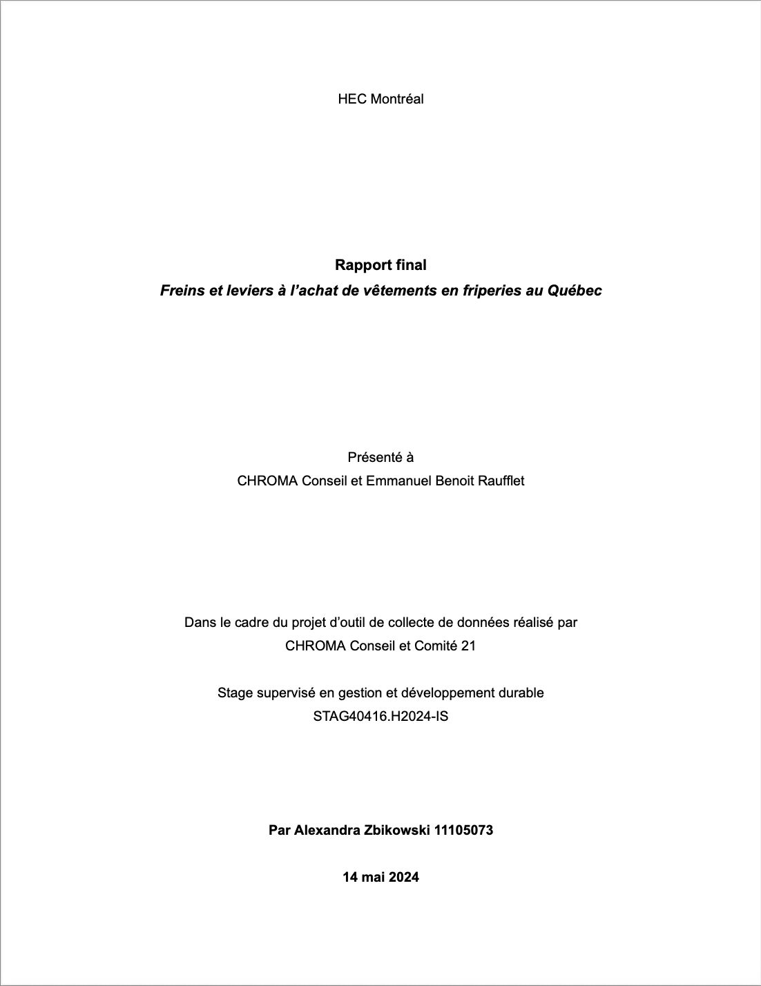 Freins et leviers à l’achat de vêtements en friperies au Québec