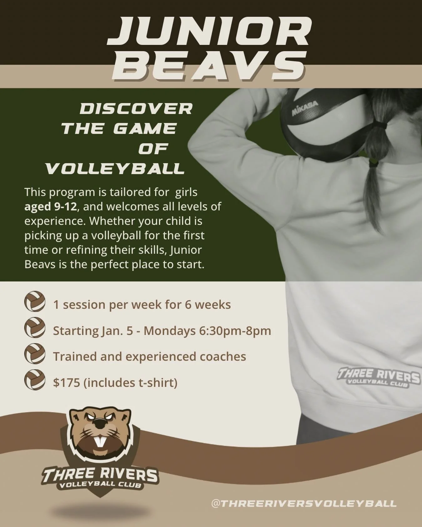 Start the New Year strong with our Junior Beavs volleyball program. Sessions will run on Mondays from 6:30-8:00pm at Westwood Community High School starting January 5th. Register today using the link in our bio!