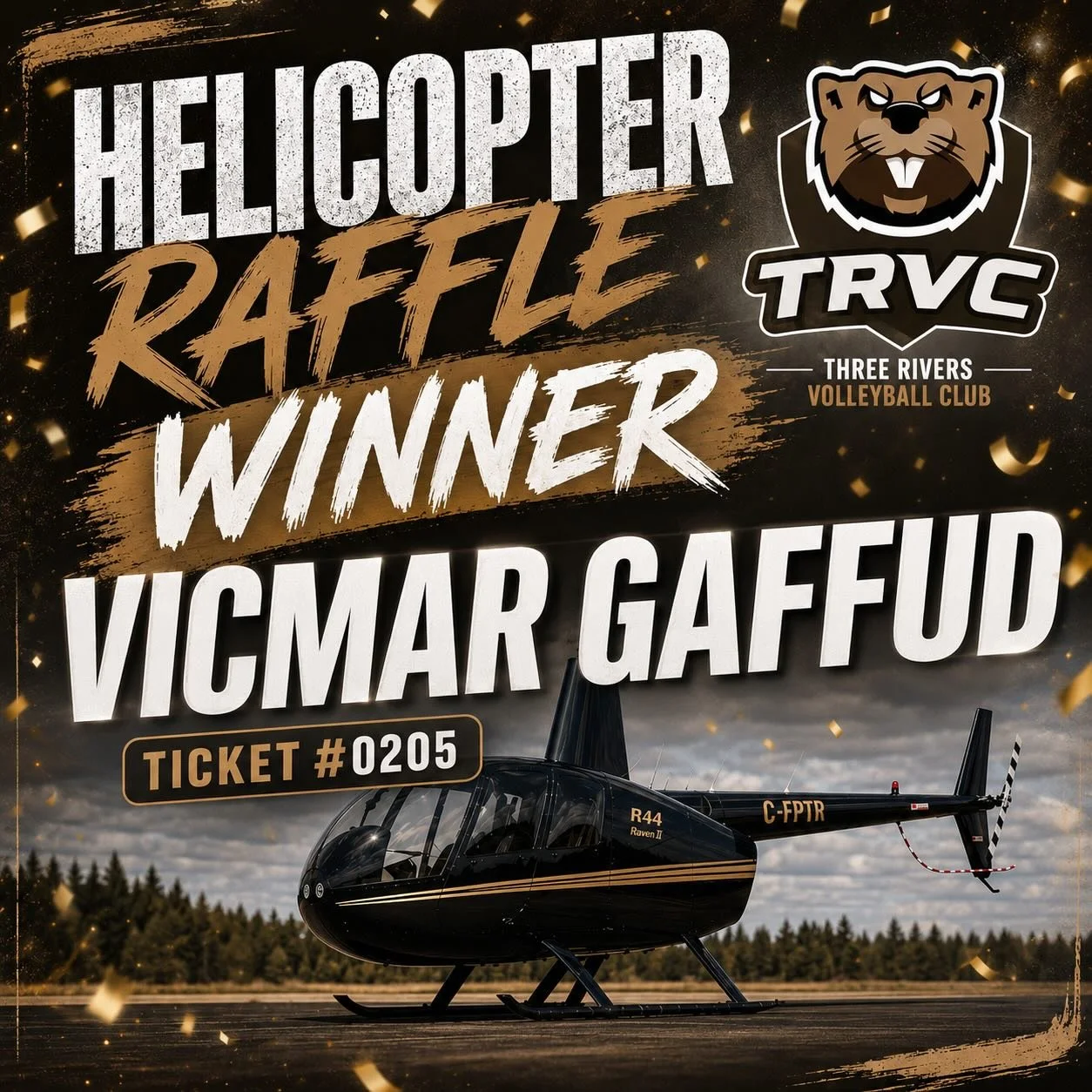 And the winner is&hellip;Vicmar Guffad! 🎉 Congratulations on winning the TRVC 18U helicopter raffle! Thank you to everyone who purchased tickets in support of our athletes.
