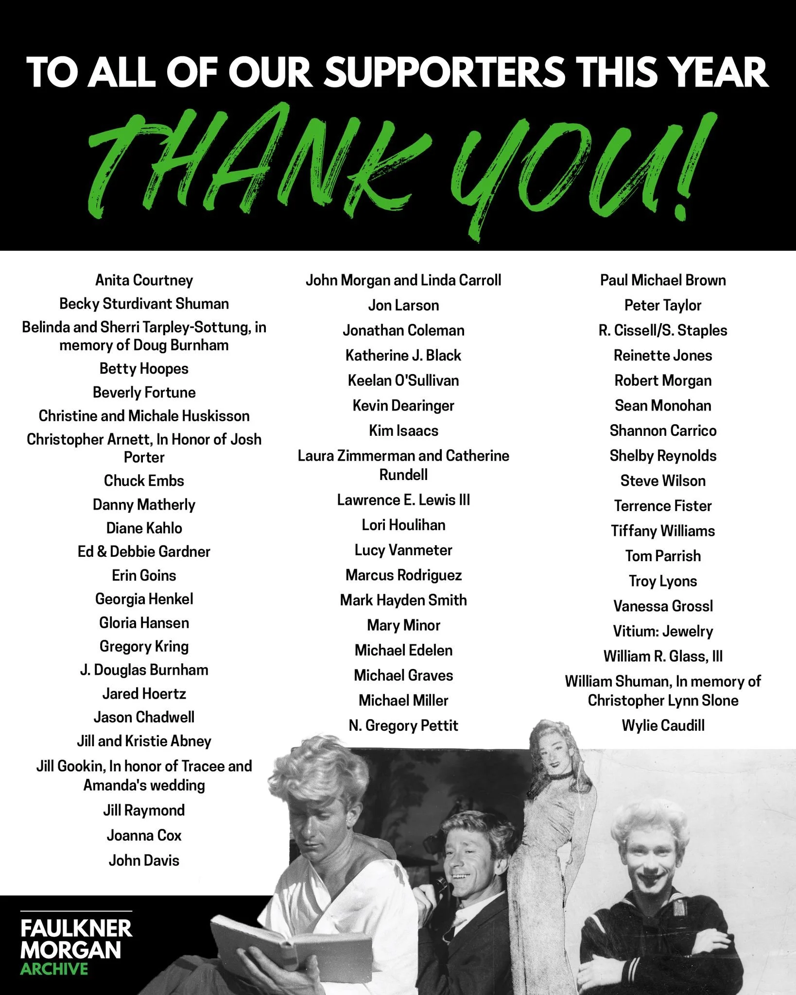 THANK YOU! THANK YOU! THANK YOU! 💚🏳️&zwj;🌈🏳️&zwj;⚧️

In November, we turn our thoughts towards gratitude, and at FMA that's really easy to do! We are so grateful for our many, many supporters who donated during LGBTQ History Month. Throughout Oct