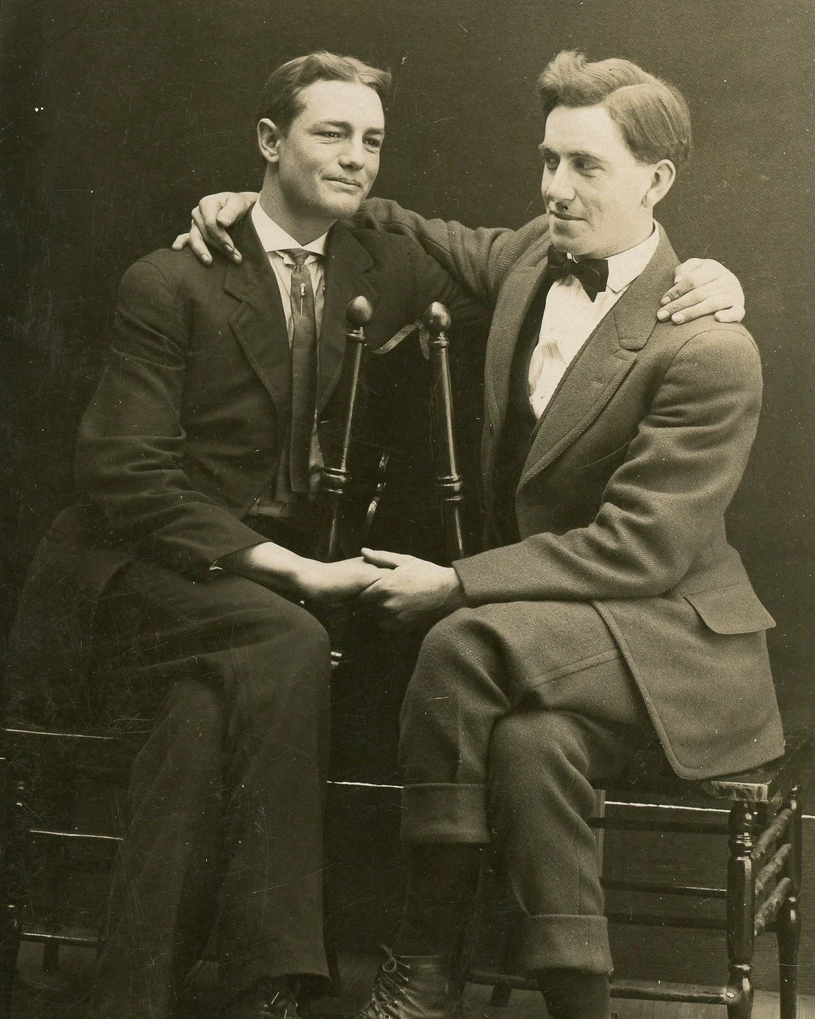 Throughout his life, and to this day, Robert Morgan has had a strong desire to search for and compile material that potentially (or explicitly) documented queer life in the late 19th and early 20th centuries. Vintage photographs and postcards depicti