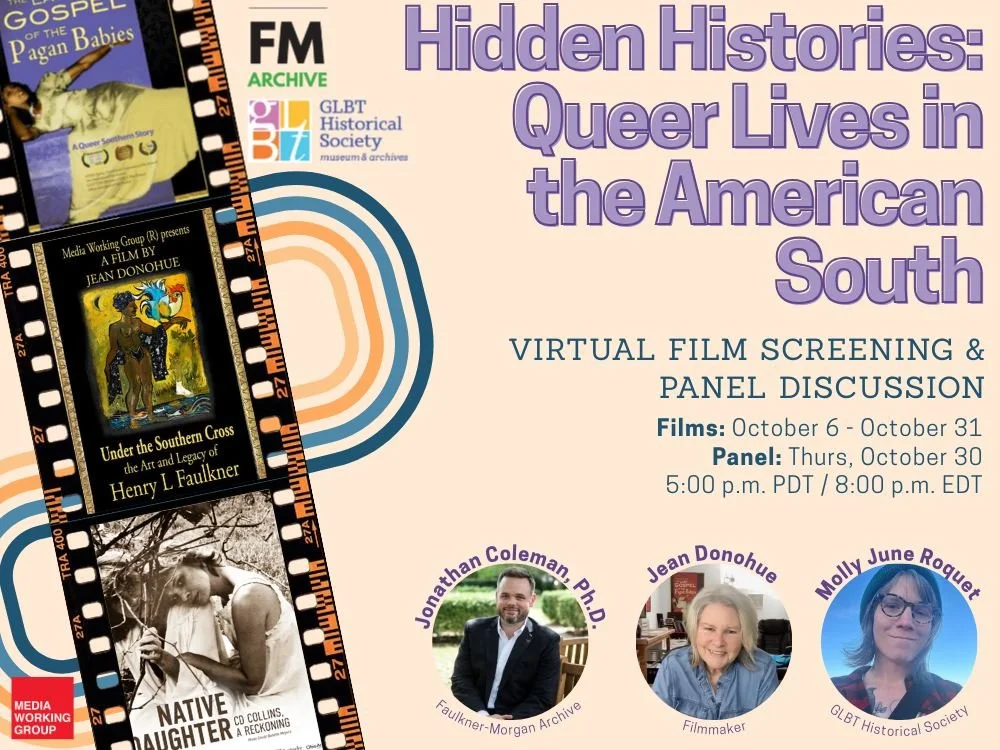 Join @glbt_history  in partnership with the Faulkner Morgan Archive and Media Working Group for a groundbreaking virtual film trilogy exploring the rich, overlooked history of LGBTQ+ communities in the American South spanning 150 years! 🏳️&zwj;🌈🏳️