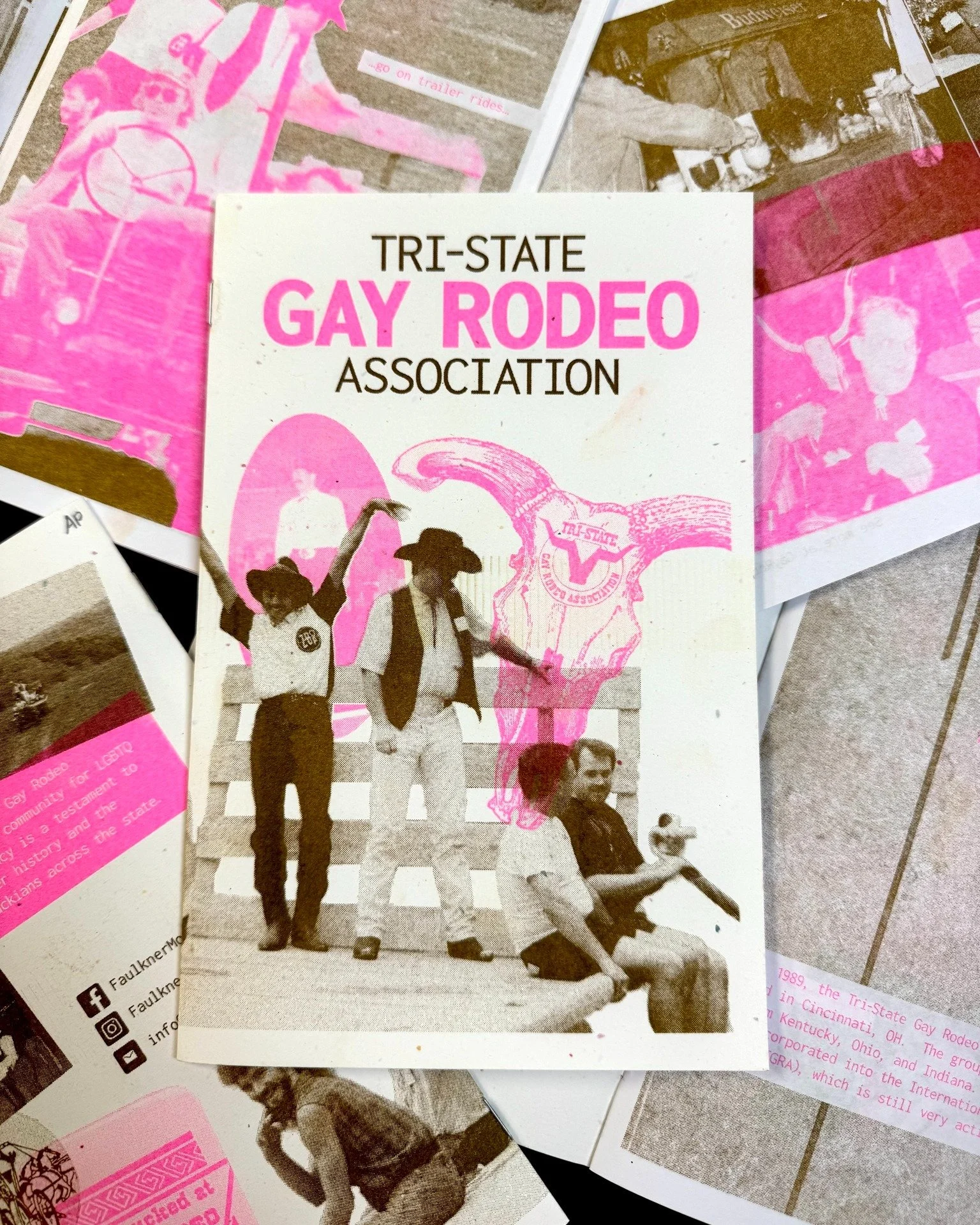 Calling all rodeo gays! Check out our newest zine, celebrating rural LGBTQ history through The Tri-State Gay Rodeo Association. 💖🐎🤠

NOW AVAILABLE AT faulknermorgan.org/shop

This zine (or booklet) is a look at The Tri-State Gay Rodeo Association.