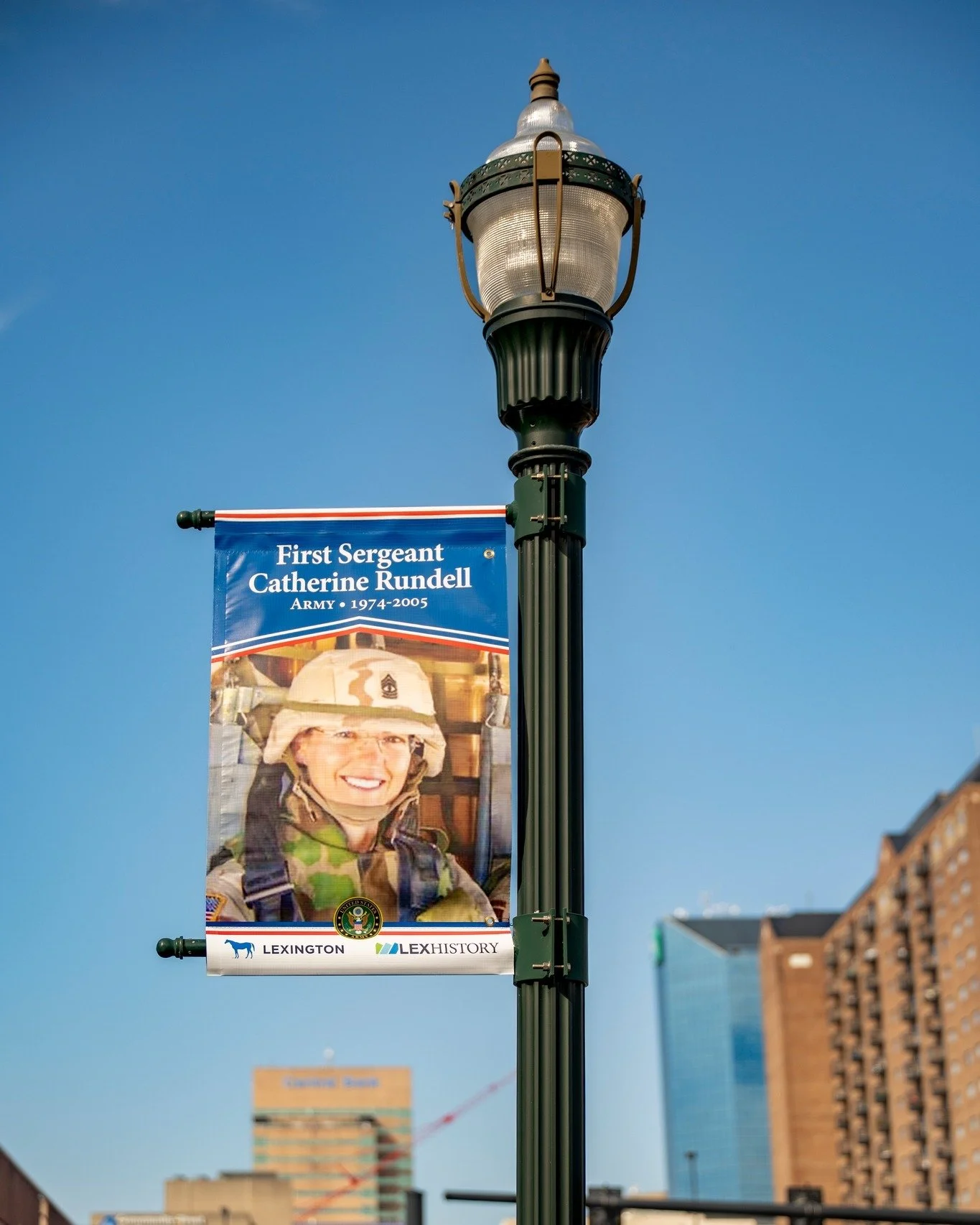 For the second year, Lexington&rsquo;s Veterans Street Banners return to honor Lexingtonians who have served in the military. This year, two LGBTQ veterans are being honored!! 🏳️&zwj;🌈🇺🇸

❤️💙 First Sergeant Catherine Rundell - Army (1974-2005)


