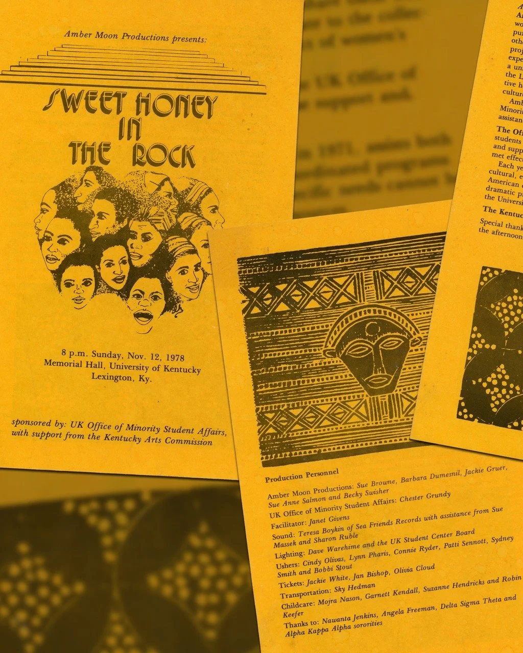 On November 12, 1978, Amber Moon Productions brought &ldquo;Sweet Honey in The Rock&rdquo; to perform at the University of Kentucky&rsquo;s Memorial Hall, celebrating Black women singers.

"Sweet Honey in The Rock" was founded by Bernice Jo