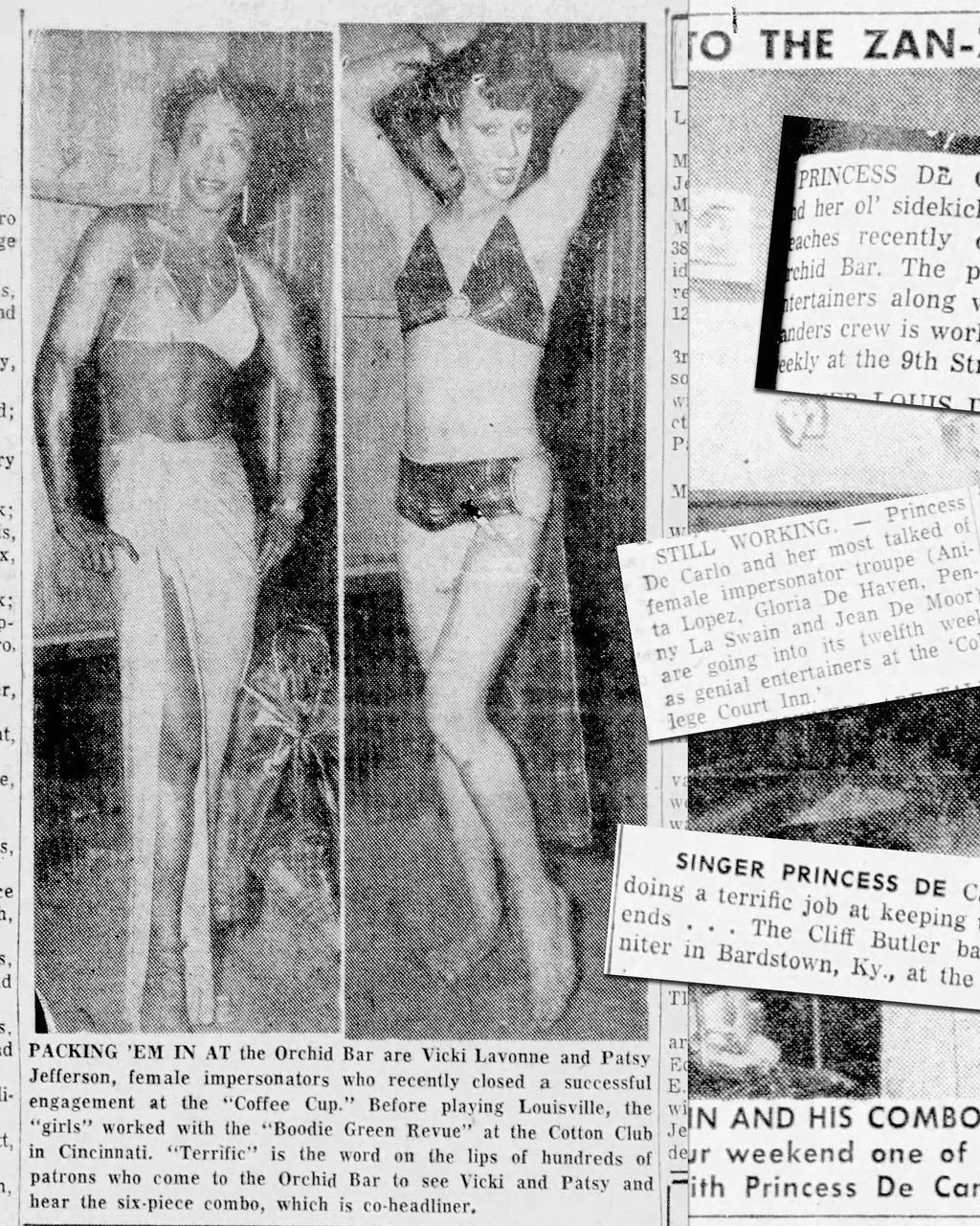 Throughout the 1950s, "female impersonators" were incredibly popular in nightclubs, bars, and other venues across the country. In Louisville, there was an especially strong and vibrant community of Black performers gaining notoriety through