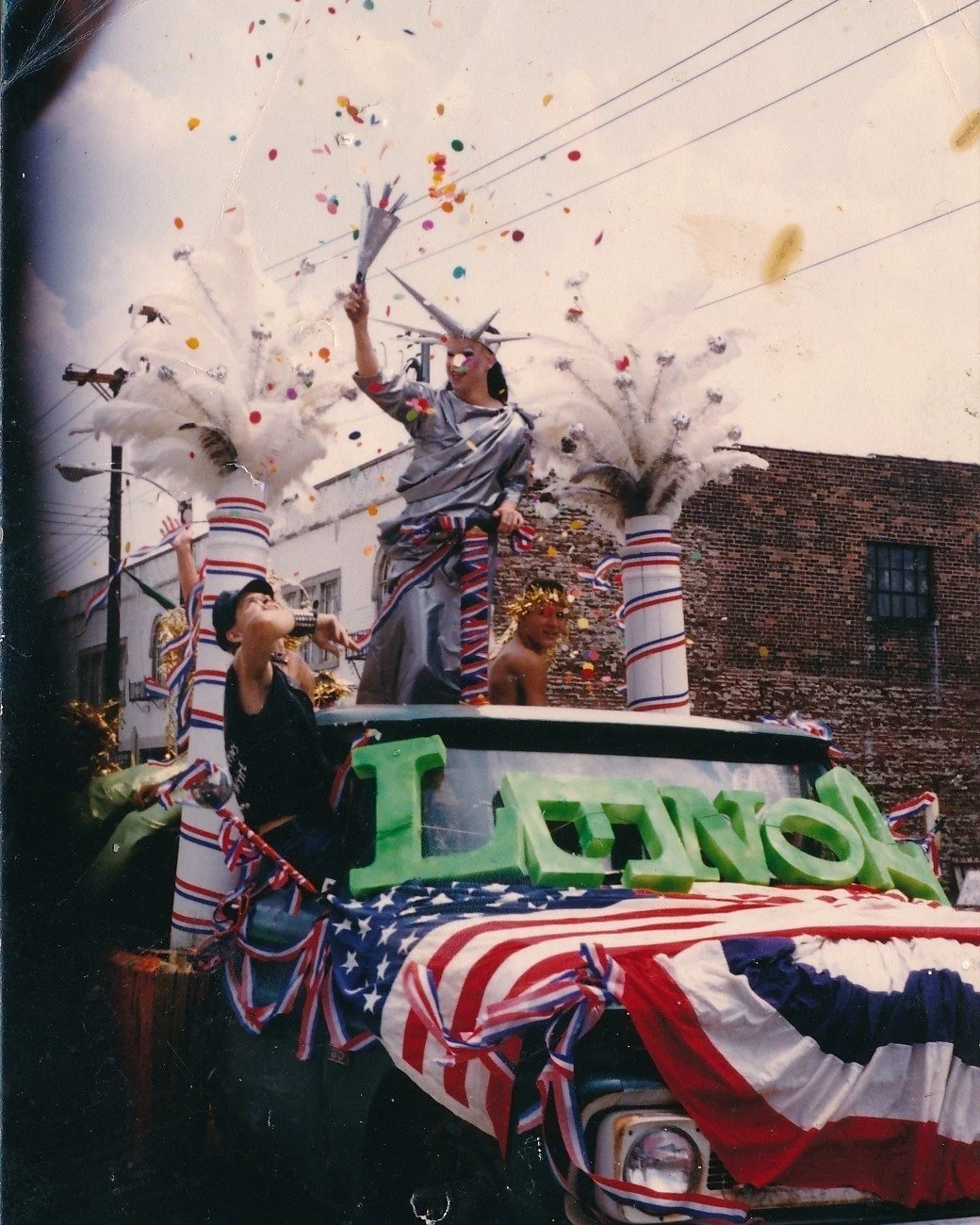 Happy 4th of July! 🇺🇸

Check out these pics from the Caf&eacute; LMNOP Float at Lexington's 4th of July Parade in 1985. 🎉 Consisting of the Statue of Liberty, a leather biker, drag queen mermaids, and plenty of ostrich feathers, this float embrace