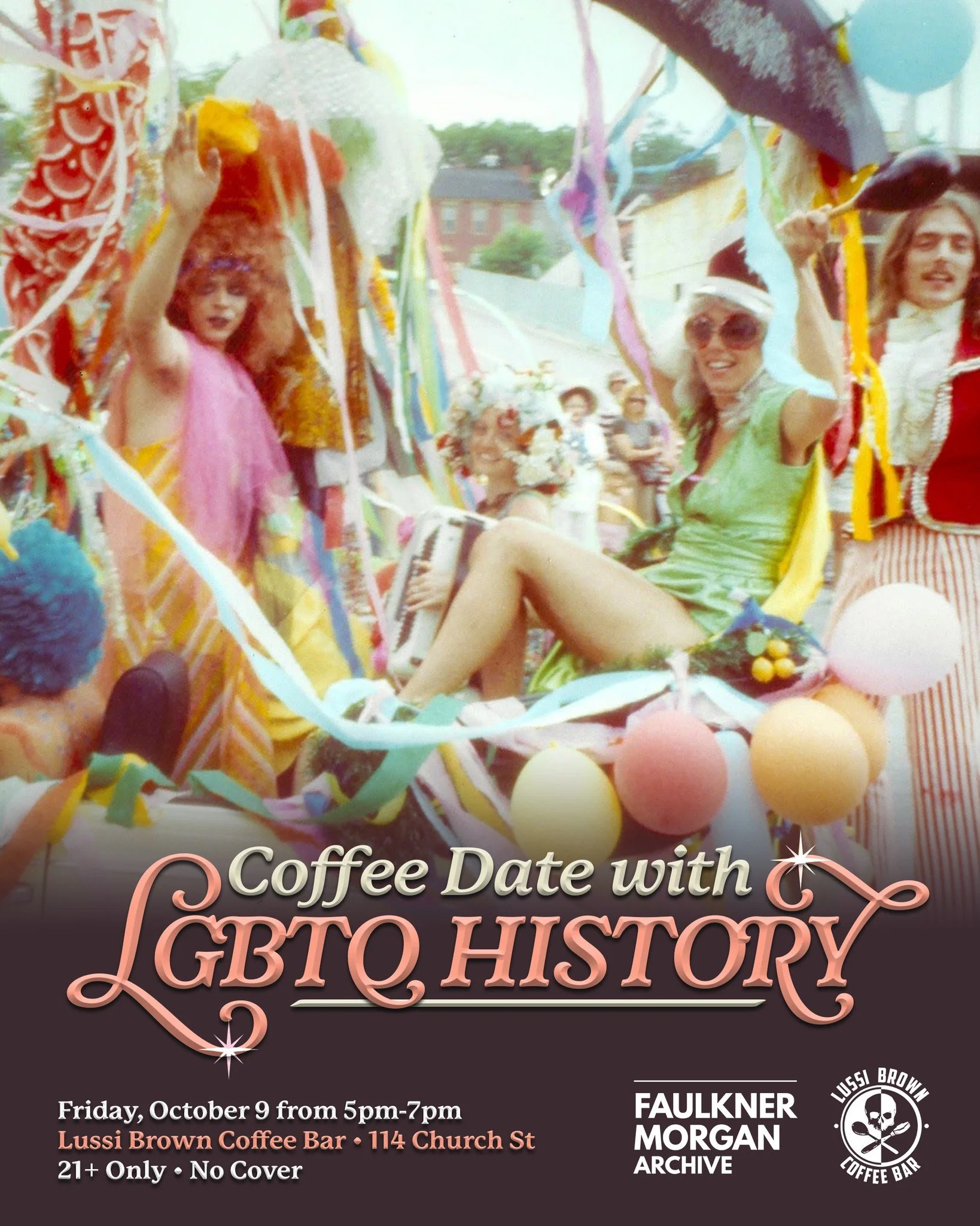 Make sure to mark your calendars for Friday,  October 9 for a full evening of celebrating Kentucky's LGBTQ history! 🏳️&zwj;🌈🏳️&zwj;⚧️

First, from 5pm-7pm, join FMA at Lussi Brown Coffee Bar for the official pre-party of "Local Legends: A Dra