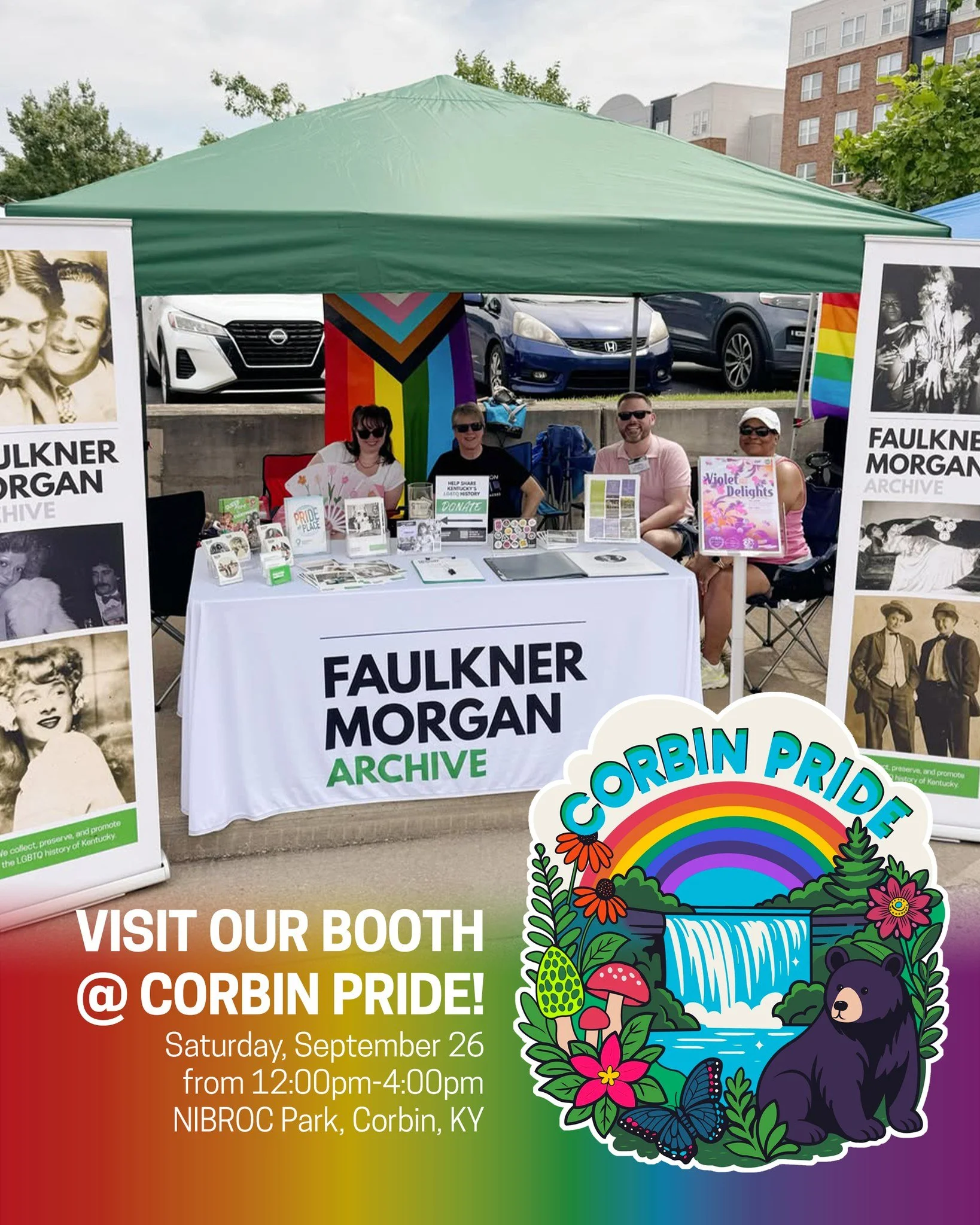 We are so excited to have a booth at Corbin Pride tomorrow!!! This will be the first time FMA has tabled in Corbin, and we are so excited to share Kentucky's LGBTQ history with more and more Kentuckians! 🏳️&zwj;🌈🏳️&zwj;⚧️ Hope to see you there! 

