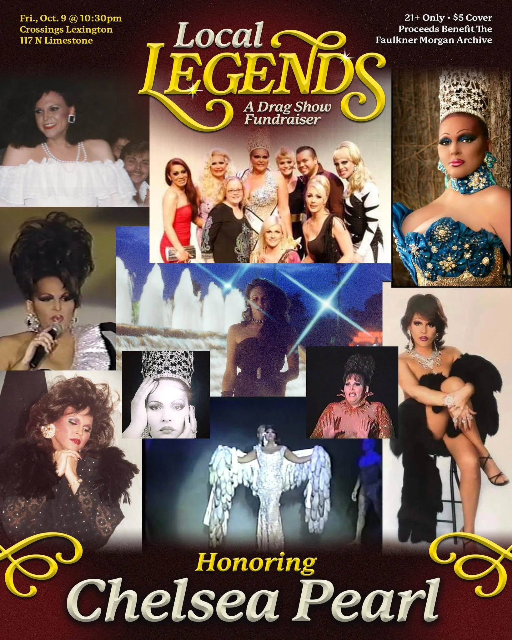 We are honored to celebrate the legend herself, Chelsea Pearl through a performance by Jenna Jive! ⭐️

Chelsea Pearl began her drag journey in Lexington in 1982, where she performed at venues such as The Country, Caf&eacute; LMNOP, Great Moments, The