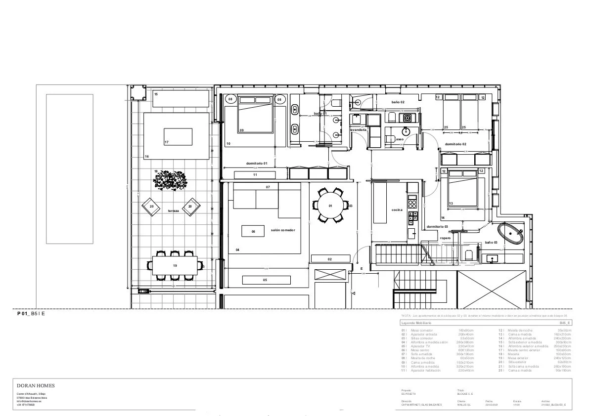 Architectural floor plan of a house showing various rooms, furniture, and outdoor areas.