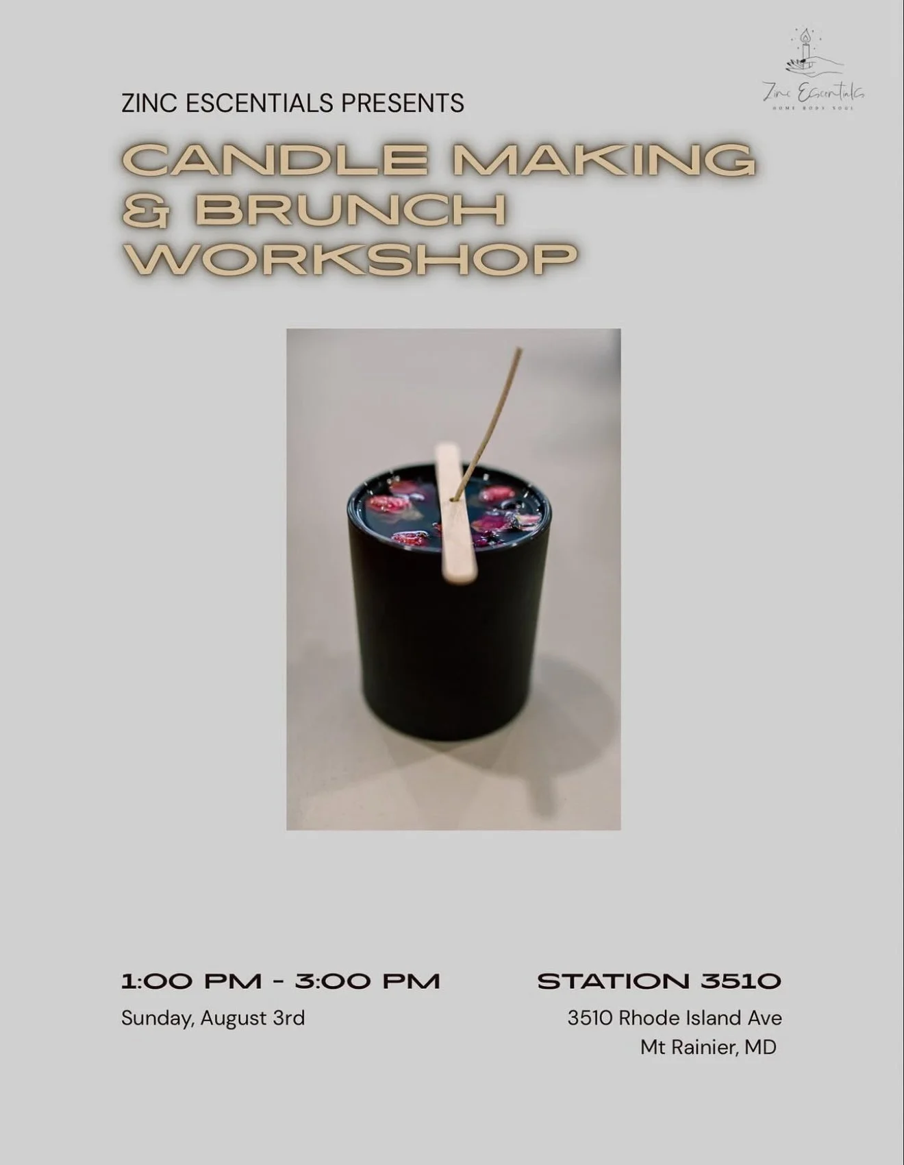Candle Making Workshop & Brunch with Zinc Escentials