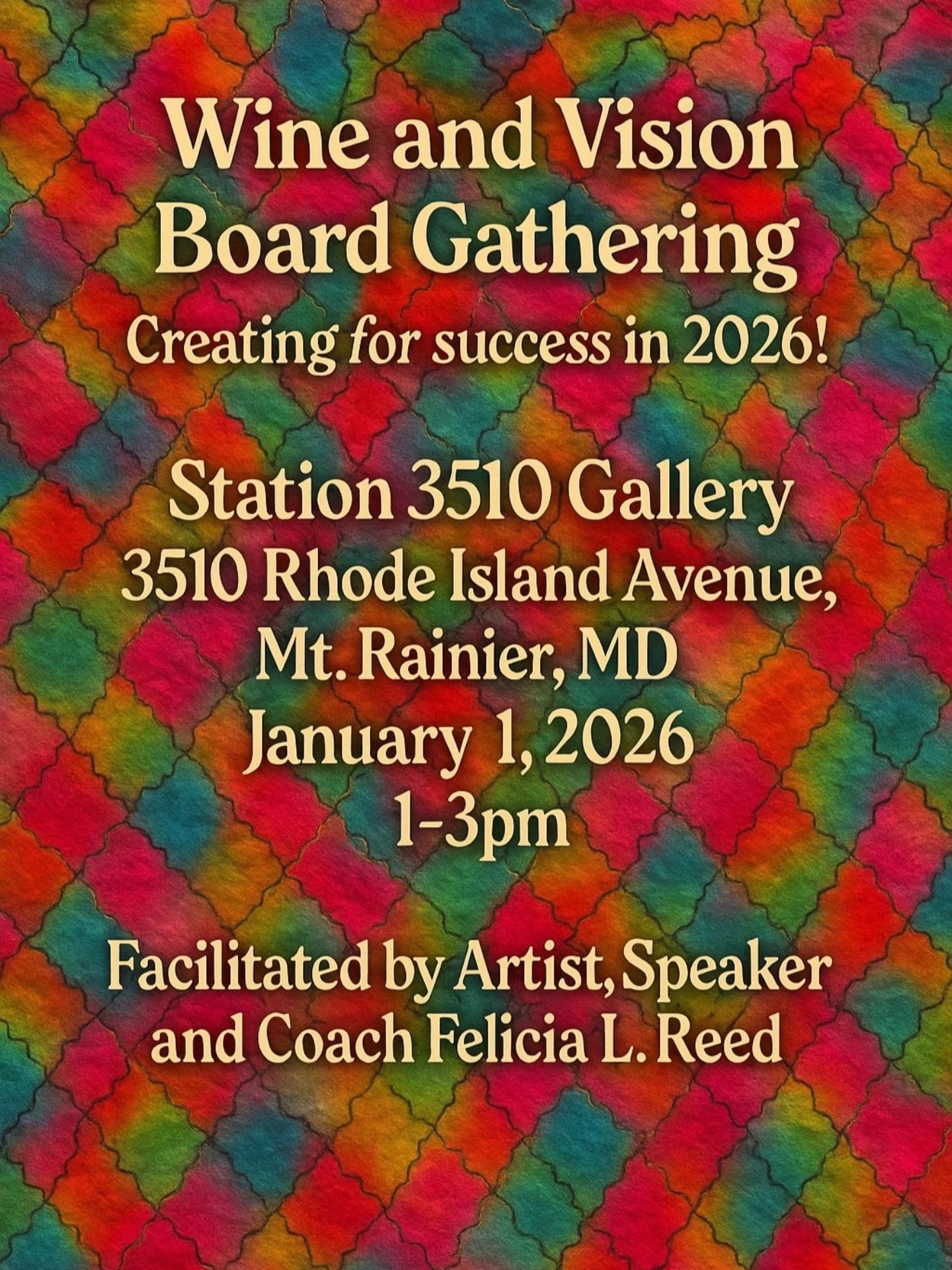 Join fiberartwithfelicia tomorrow for a wine and vision board gathering to manifest the new year.

Looking forward to another great year!
