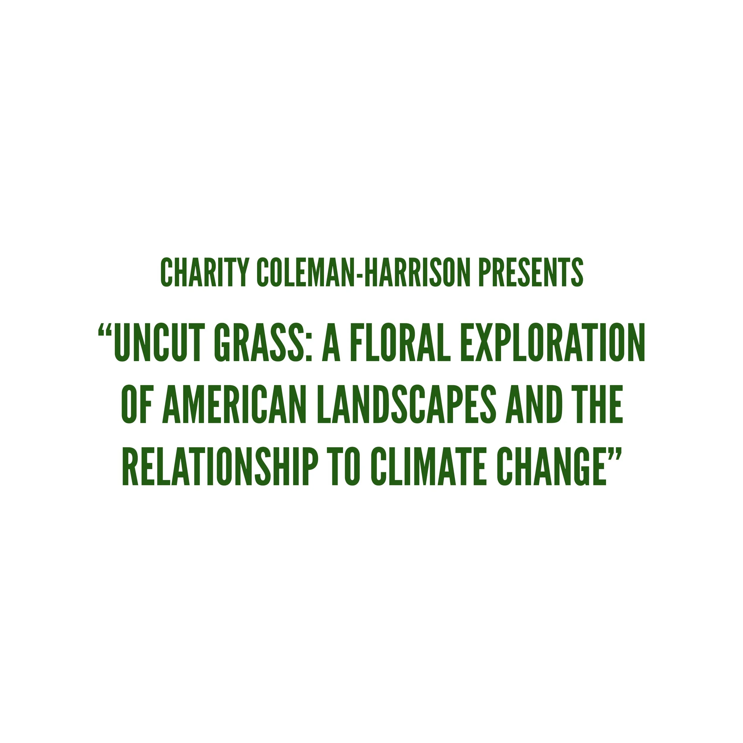 Uncut Grass: A floral exploration of American landscapes and the relationship to climate change | Opening Reception