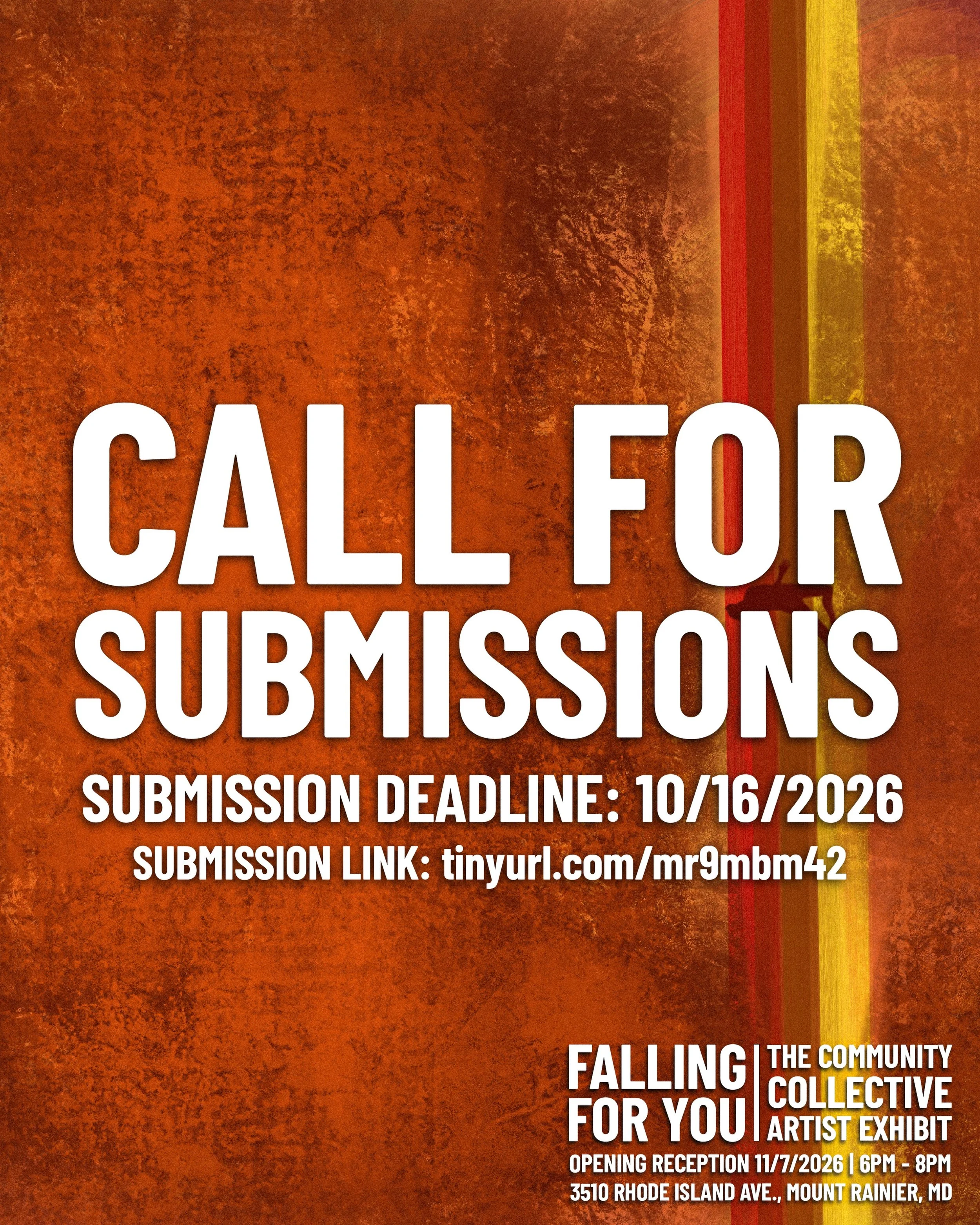Let&rsquo;s welcome fall with some beautiful works of art.

Introducing &ldquo;Falling for You&rdquo; The Community Collective Artist Exhibit. 

The theme for this show is fall, so submit your fall inspired works of art for consideration.  It can be 