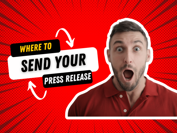 red rectangle with a man whose mouth is open wide in shock for the blog: Where to Send Your Press Release: A Comprehensive Guide