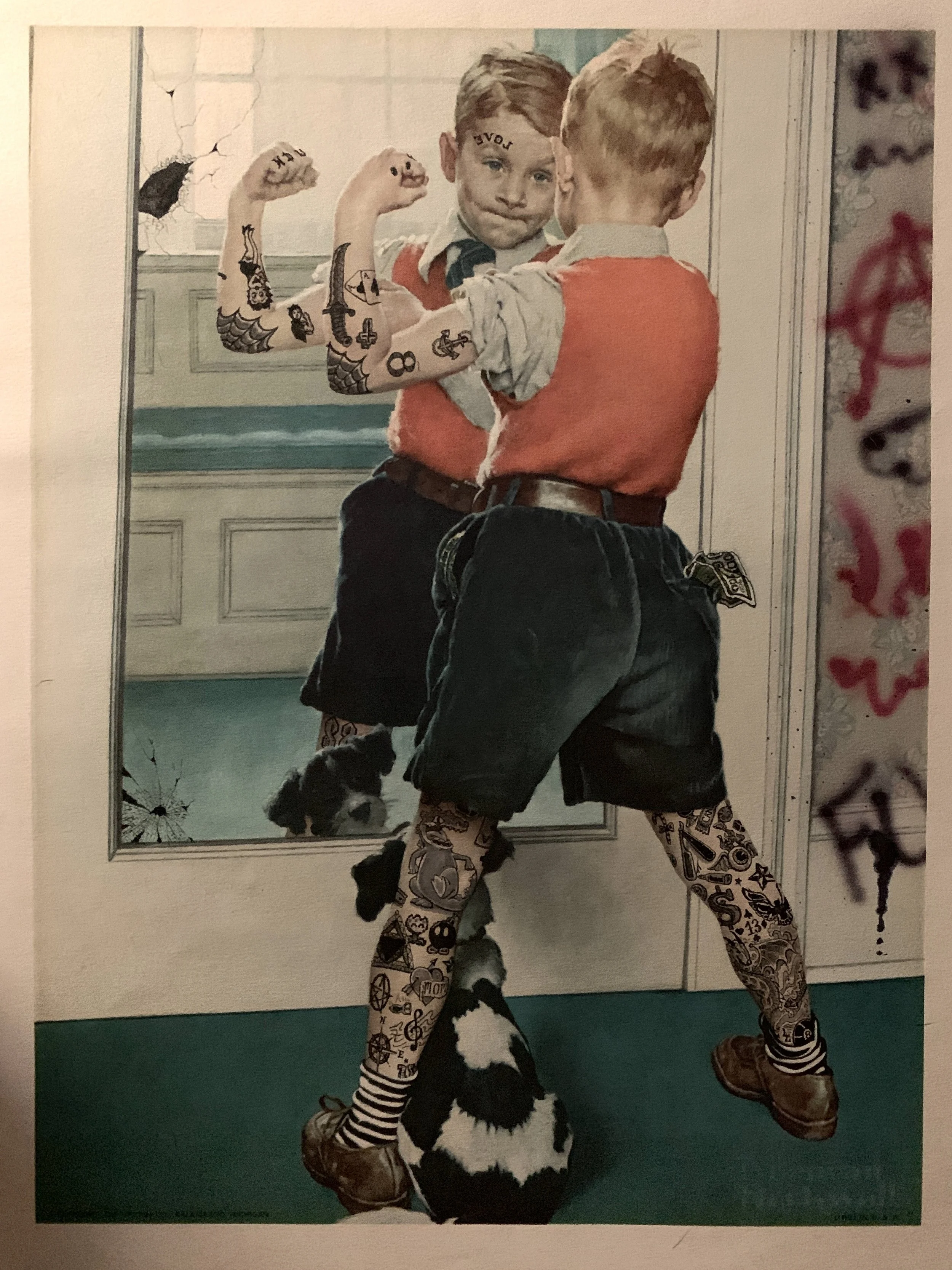 Norman Rockwell re-painting | Oil & Ink