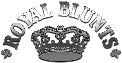 Black and white logo with a crown in the center and the text "Royal Blunts" curved above the crown.