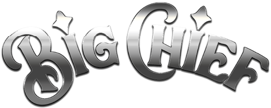 Stylized text reading 'BIG CHIEF' in metallic silver with shadow effects and star shapes.