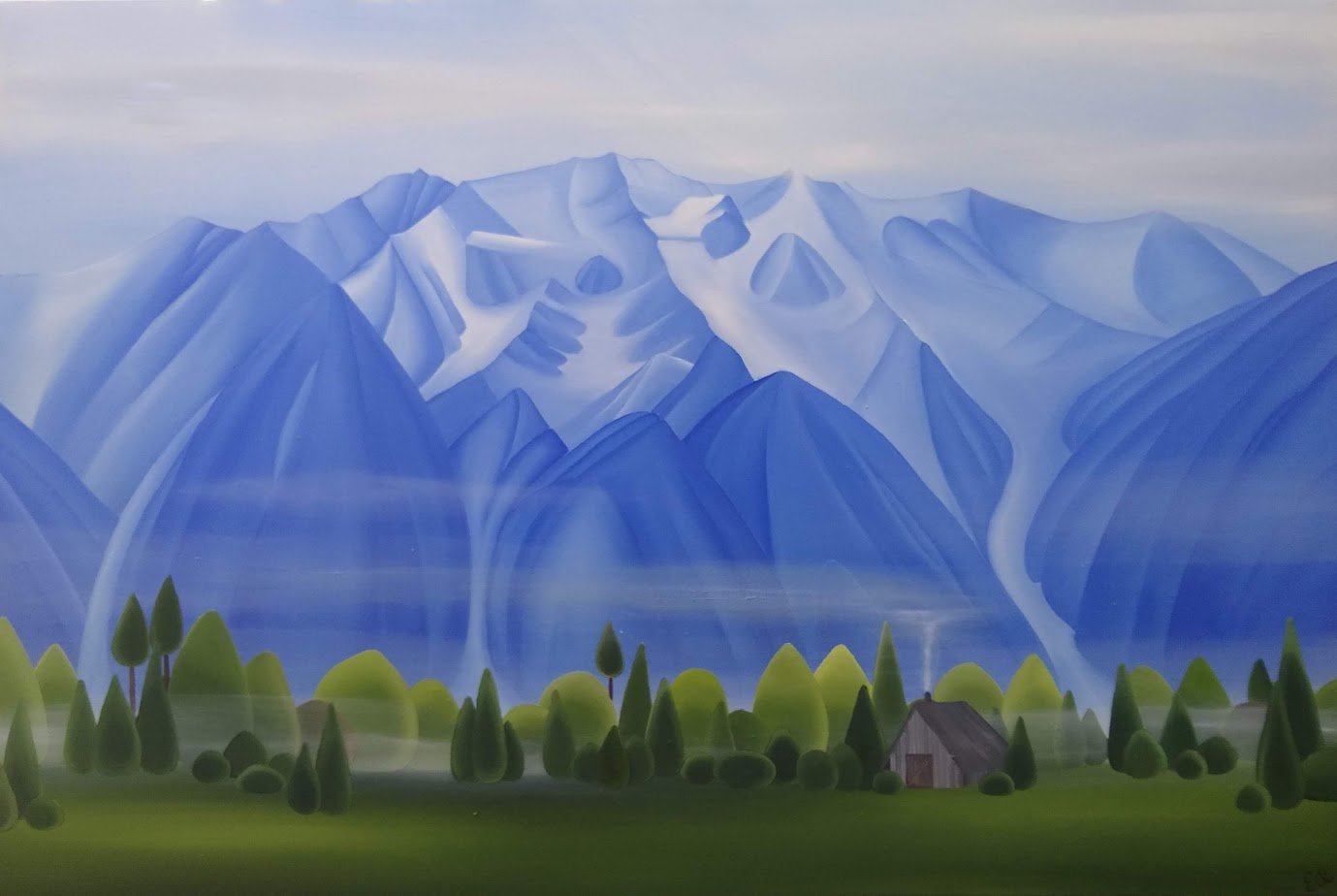 "Good Morning Mount Currie" acrylic on canvas (48"w x 24"h) 2020