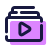 Icon of a video camera in purple