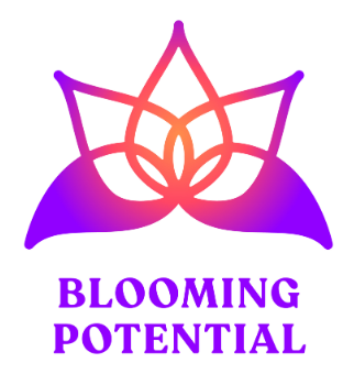 A colorful logo of a stylized blooming lotus flower with the text 'BLOOMING POTENTIAL' below it.