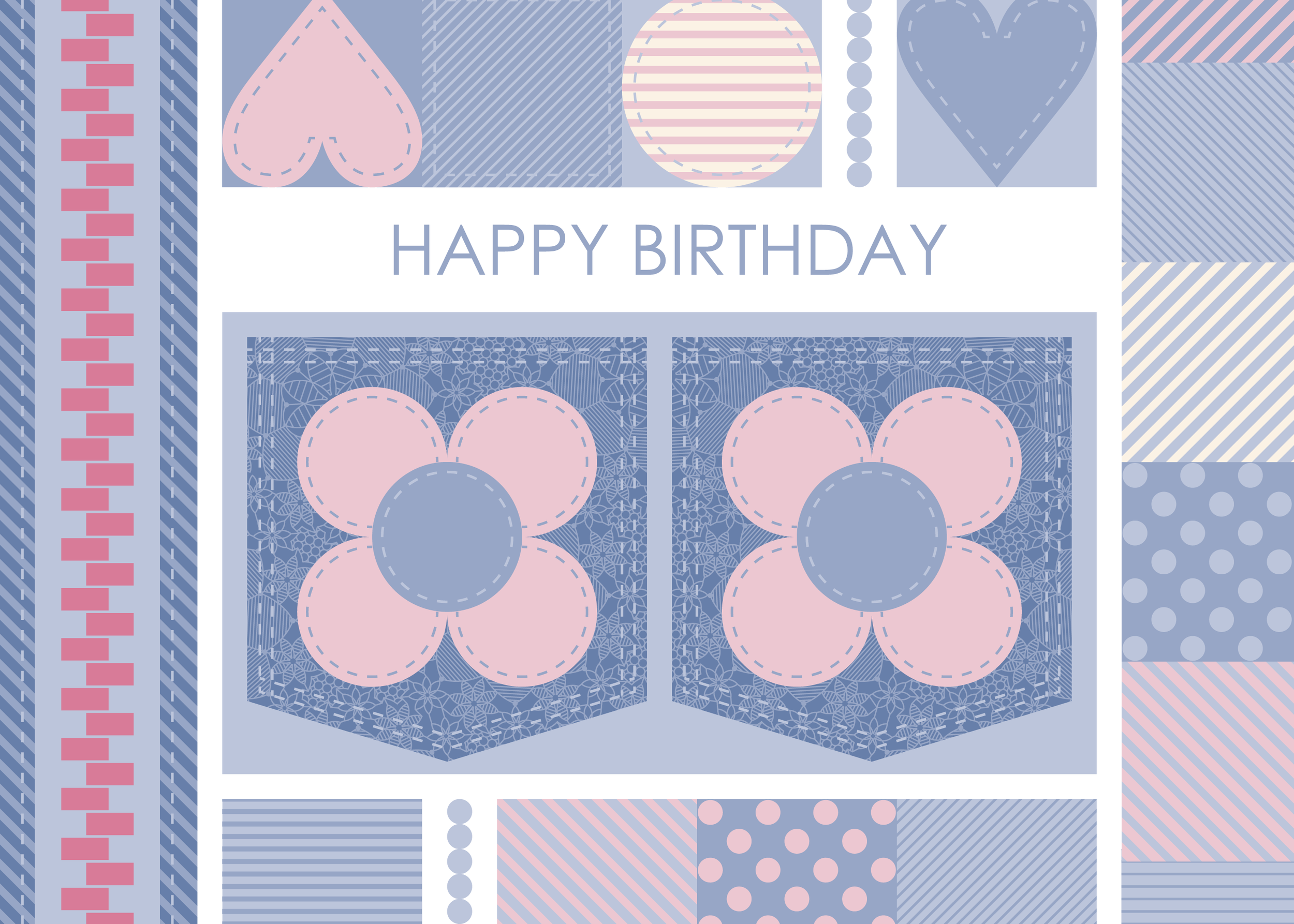 Greeting Card Blue Jeans Lace and Flowers