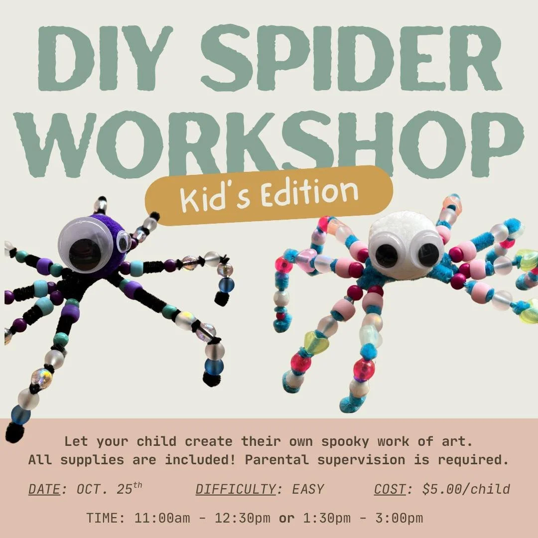 OUR MOST POPULAR WORKSHOP - BUT FOR KIDS. 🎃🕷

Have littles in your life that want to create their own little unique friend just in time for Halloween? Check out our next kids workshop! 

We've got 2 time slots available to ensure we can let as many