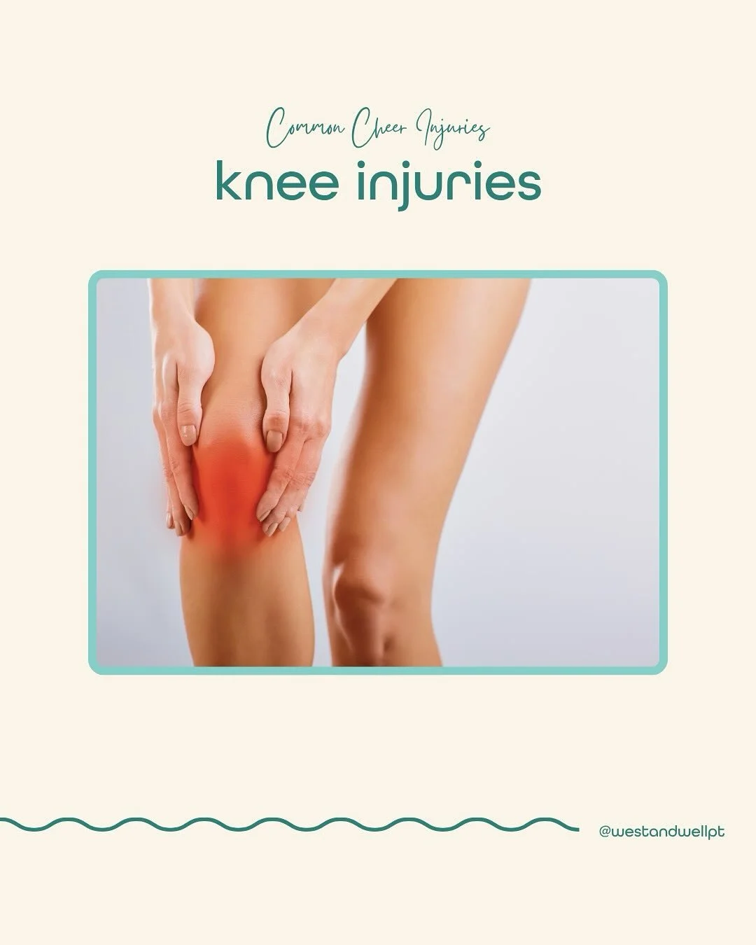 Raise your hand if you&rsquo;re been personally affected by a knee injury cheering!! 

Me: 🙋🏽&zwj;♀️

Knee injuries are super common and a super bummer. Scroll through to learn more! 

#cheerleadinginjuries #kneeinjury