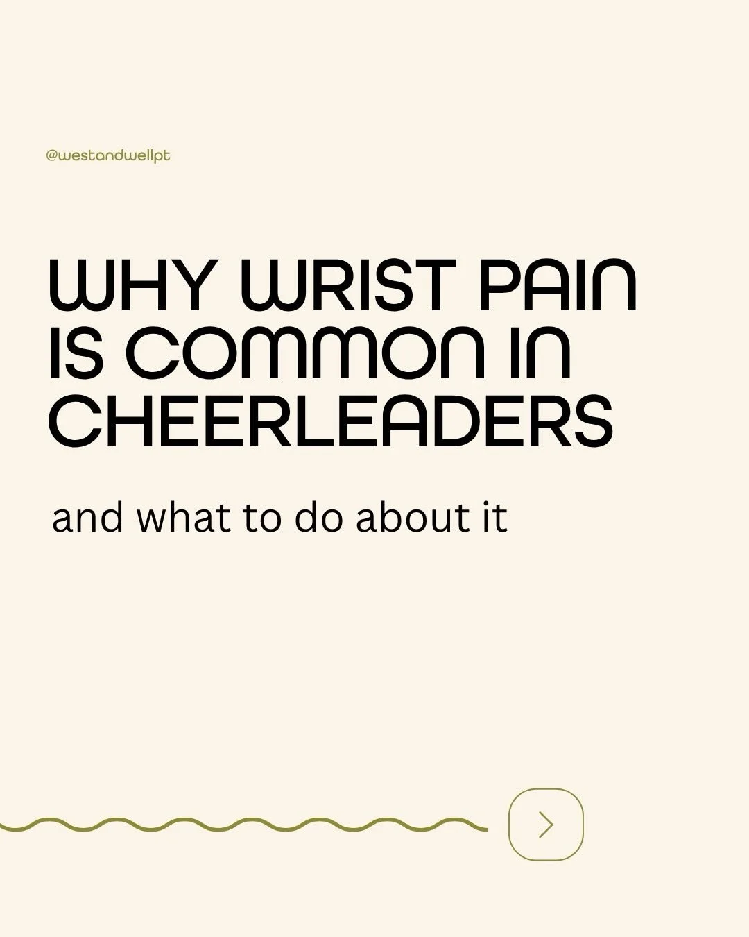 Aside from back pan, wrist pain is probably the most common thing I see in cheerleaders!

 I hate to break it to you but if you are needing to tape your wrist for every practice, private and class it&rsquo;s probably time to address the root cause an
