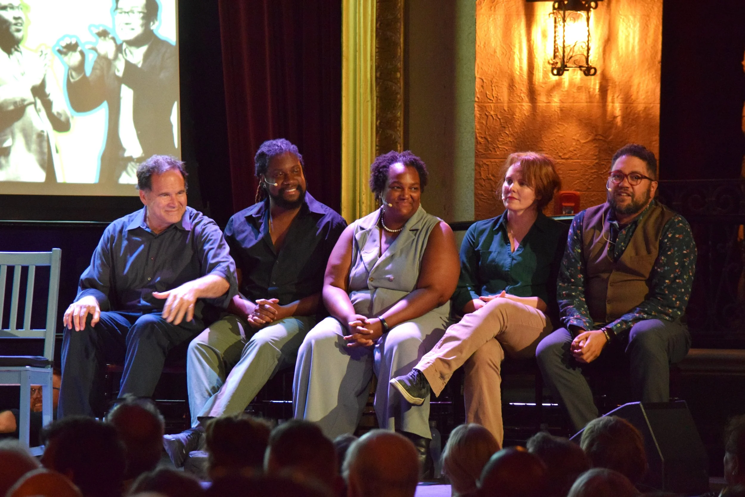 (Left to right) Danger Boat cast members Jim Robinson, Denzel Belin, Jada Pulley, Heather Meyer, and Duck Washington. 