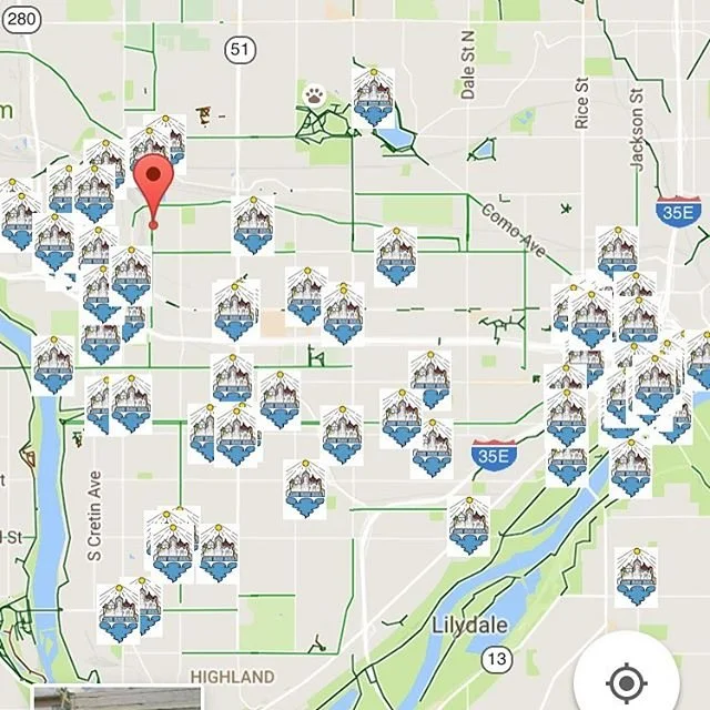  Map of the “improvgram” sites throughout St. Paul 