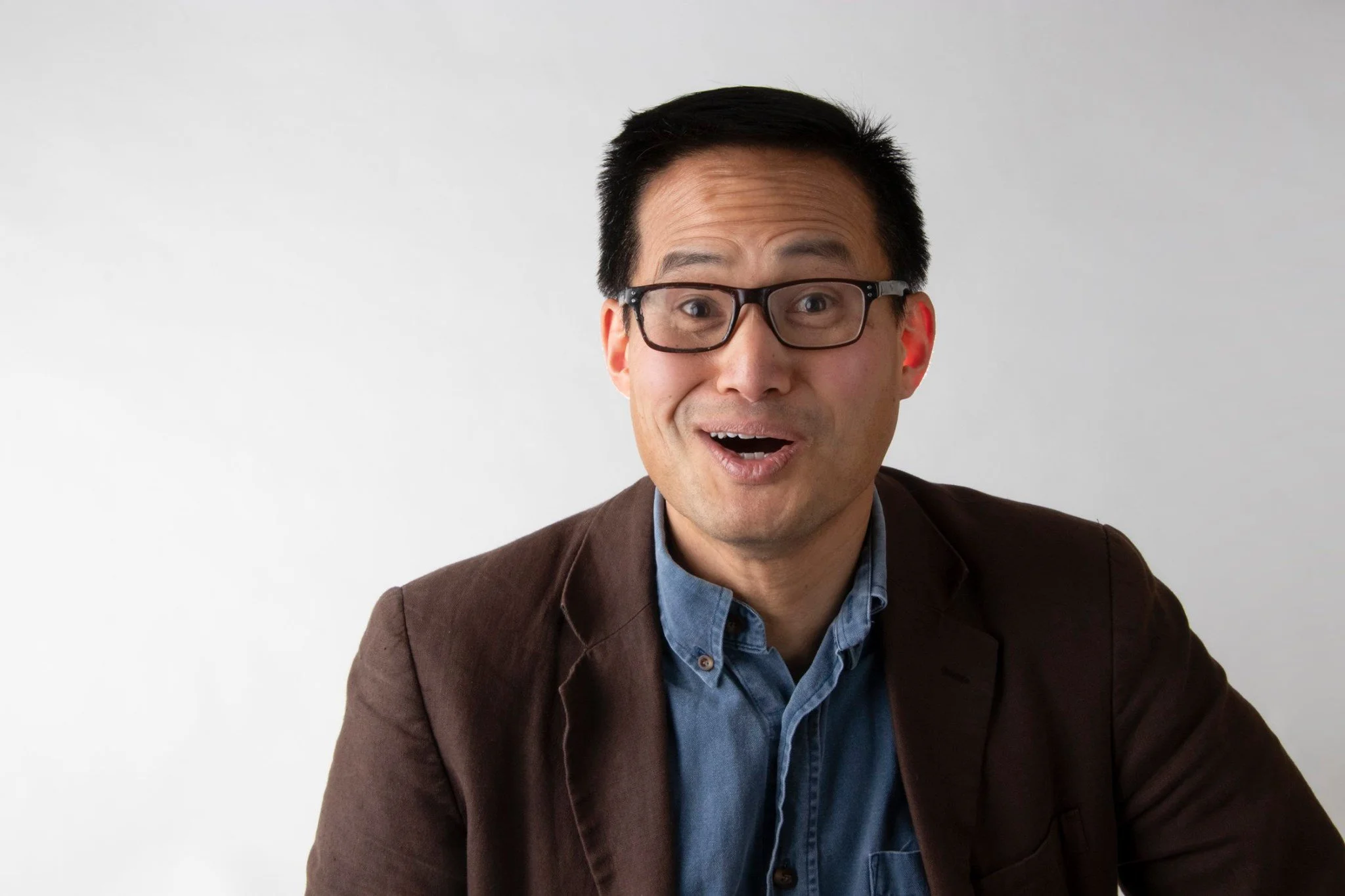 Actor Fred Cheng on a white background