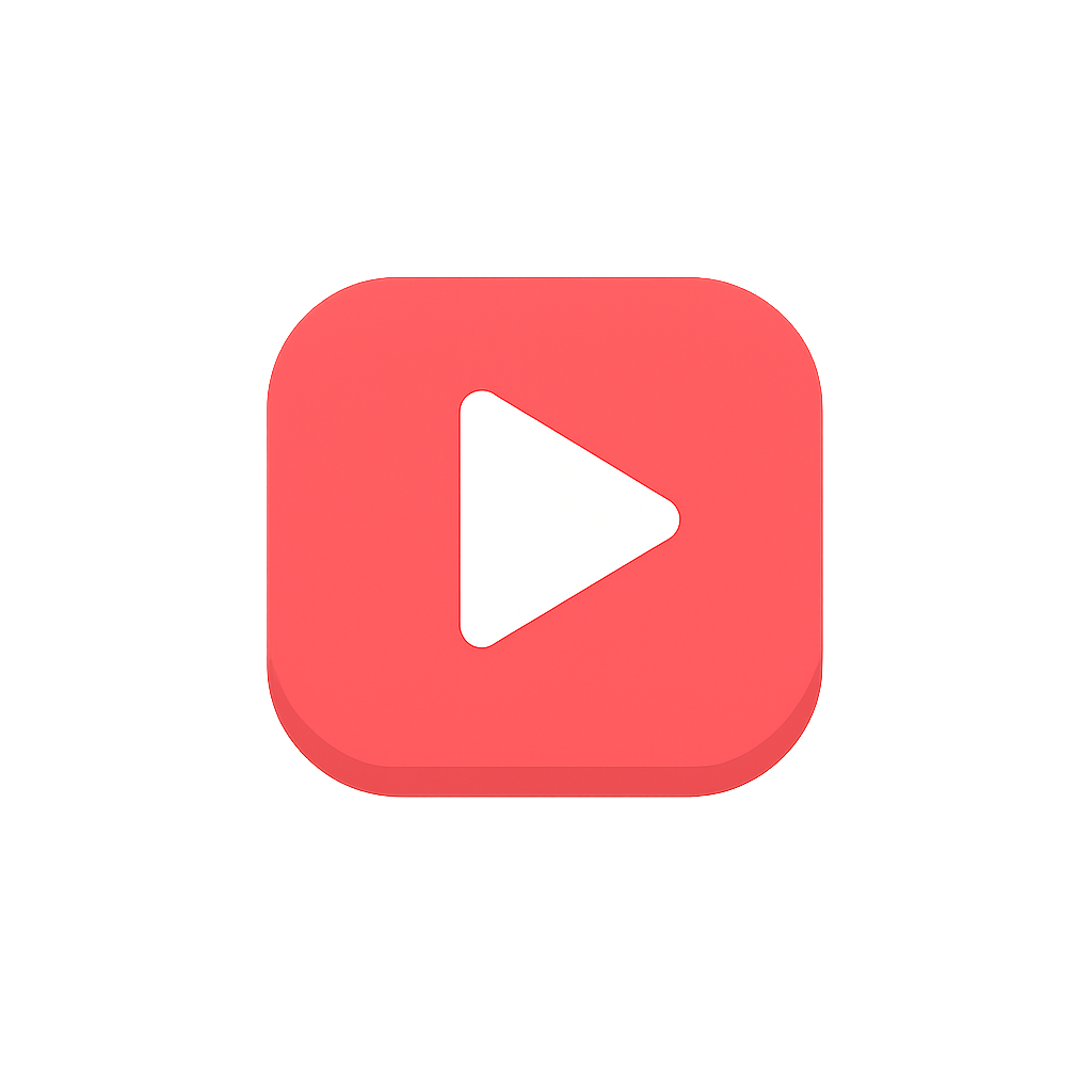 Red YouTube play button icon on a black background.