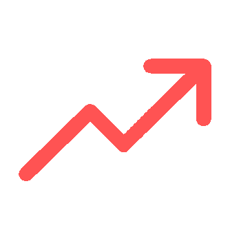 An upward trending arrow representing growth or increase.